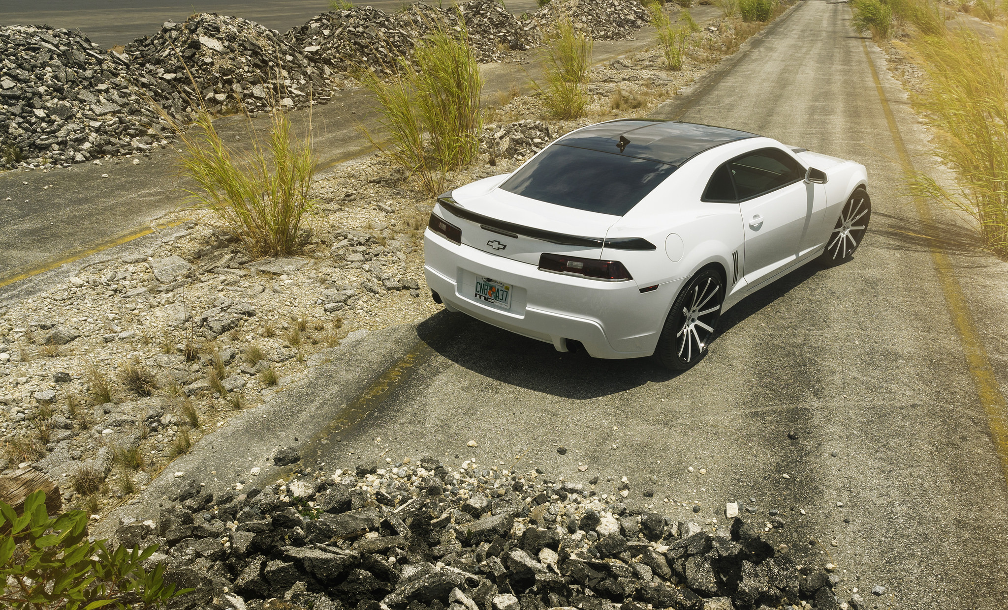 White Chevy Camaro With Black Roof - Photo by XO Luxury
