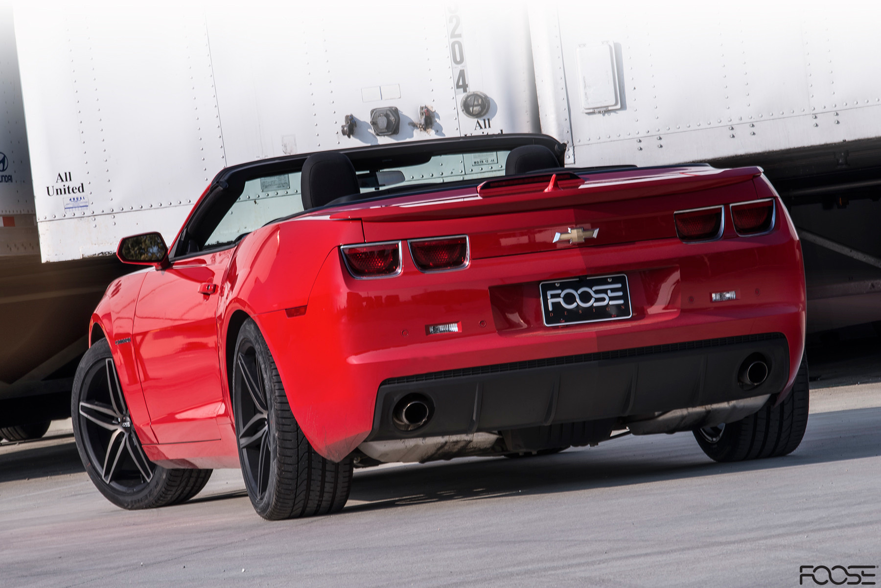 Aftermarket Rear Diffuser on Red Chevy Camaro - Photo by Foose