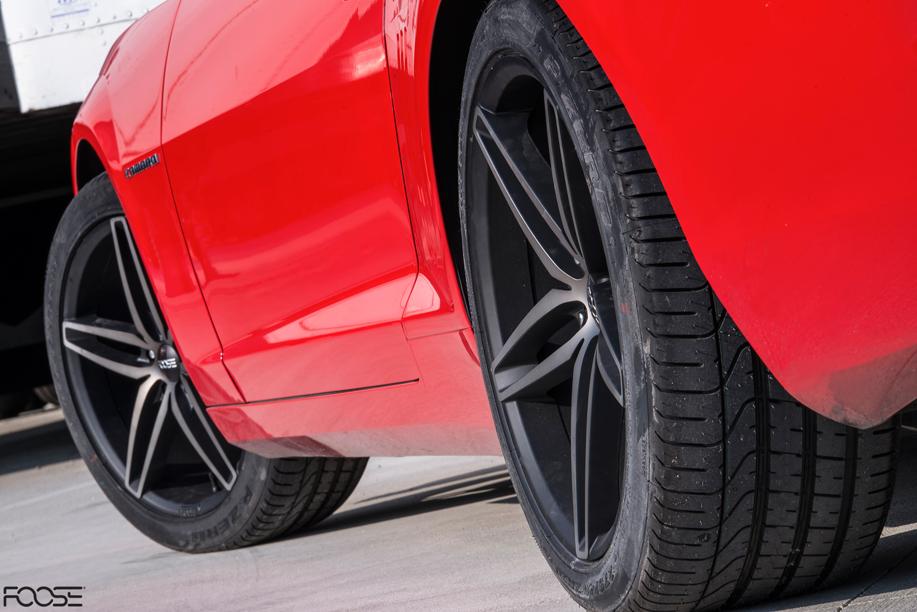 Black and Machined Foose Design Wheels on Chevy Camaro - Photo by Foose