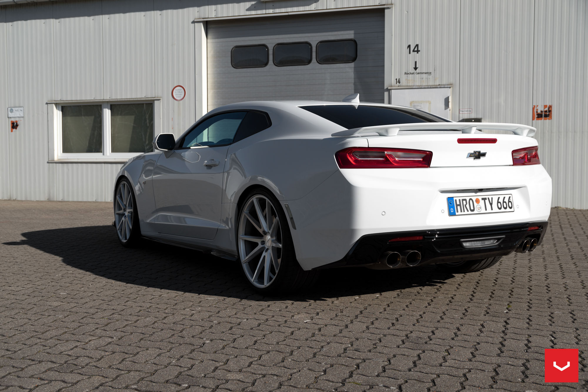 Rear Wing Spoiler on White Chevy Camaro - Photo by Vossen