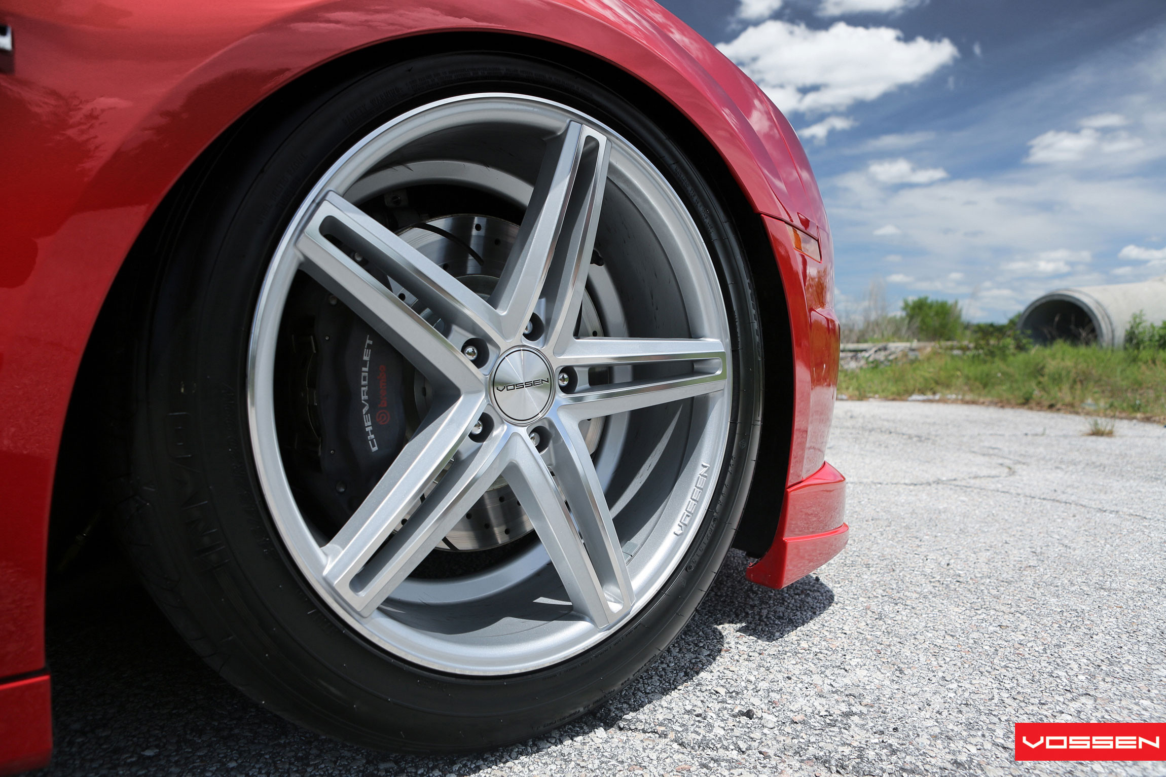 Chrome CV Vossen Rims on Red Chevy Camaro - Photo by Vossen