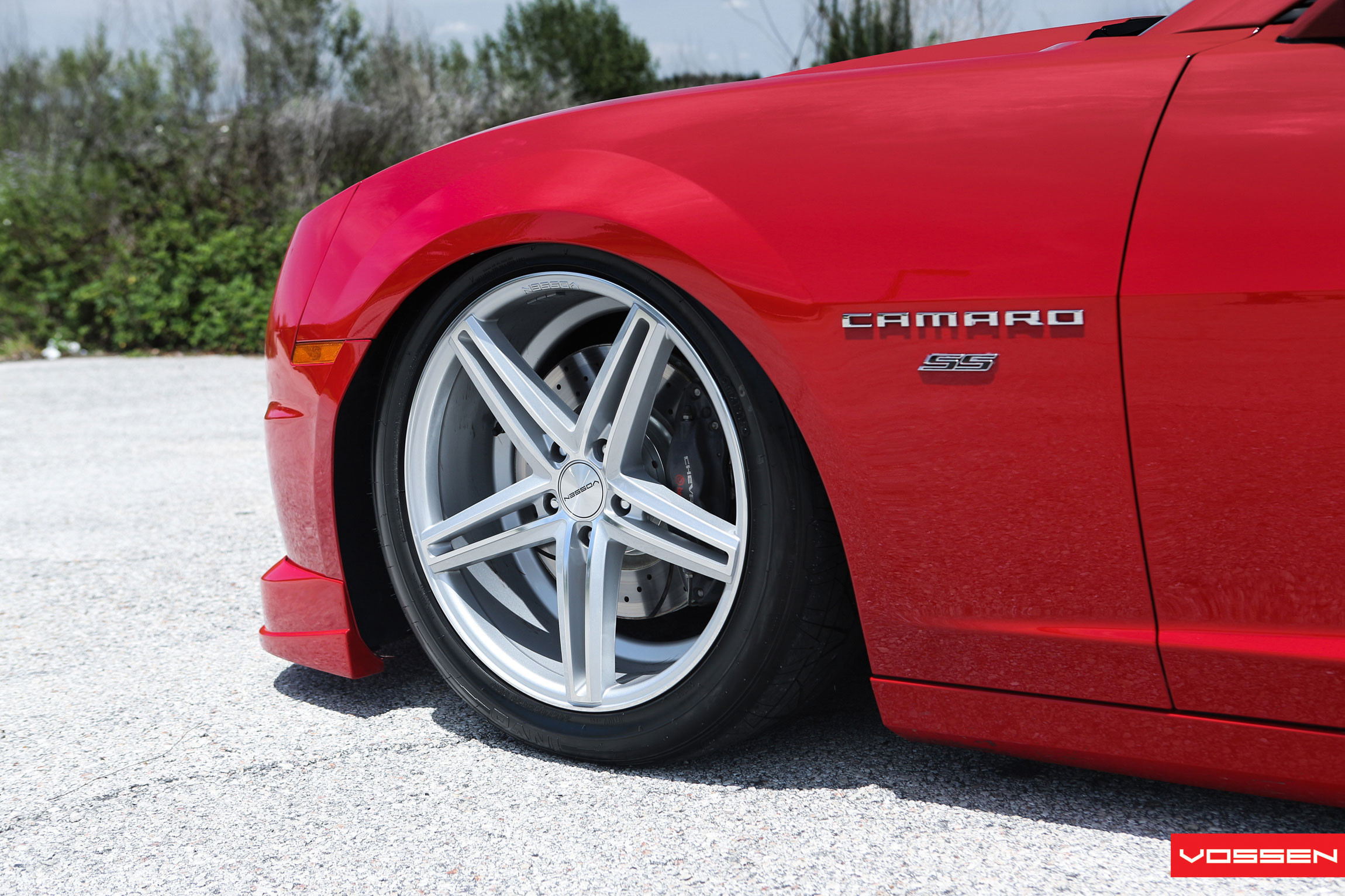 Red Chevy Camaro with Front Lip - Photo by Vossen