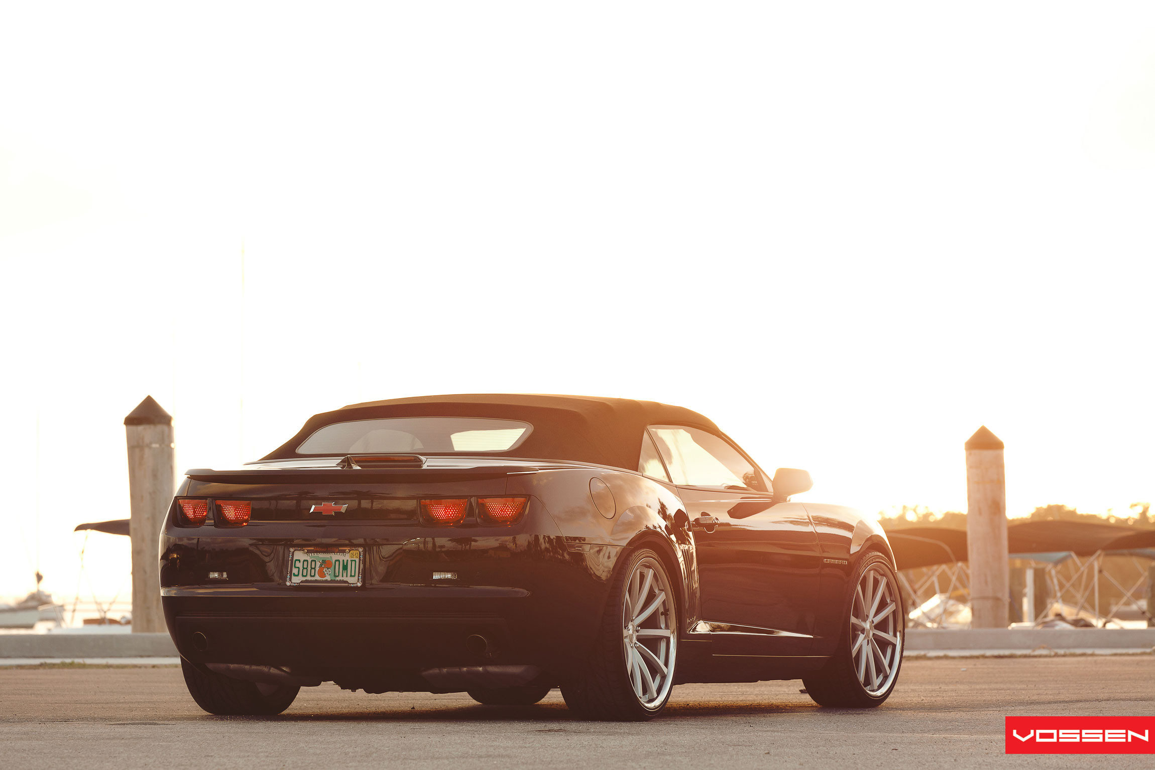 Black Convertible Chevy Camaro with 3rd Brake Light - Photo by Vossen