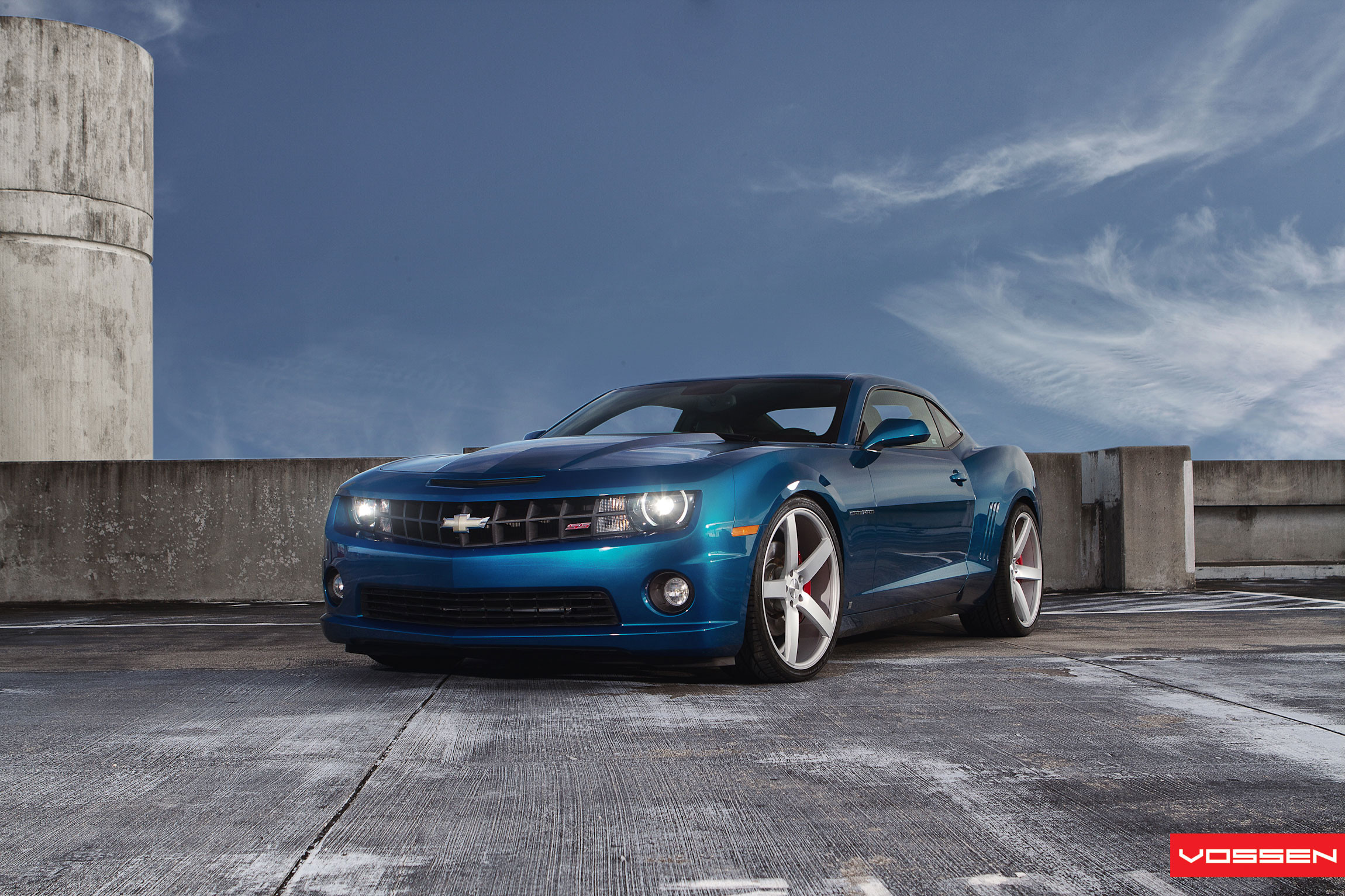 Custom Body Kit on Blue Chevy Camaro - Photo by Vossen