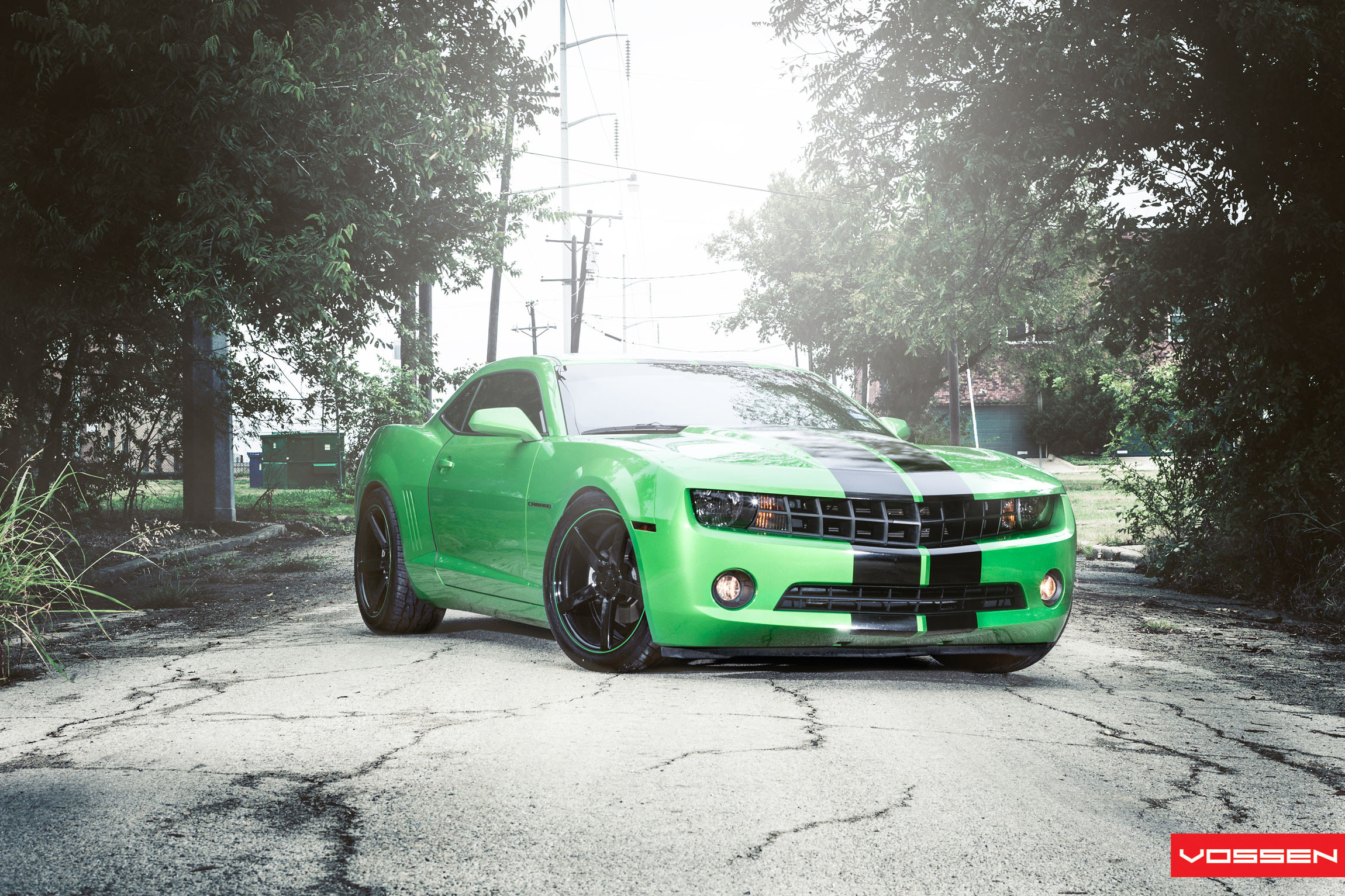 Custom Green and Black Chevy Camaro - Photo by Vossen