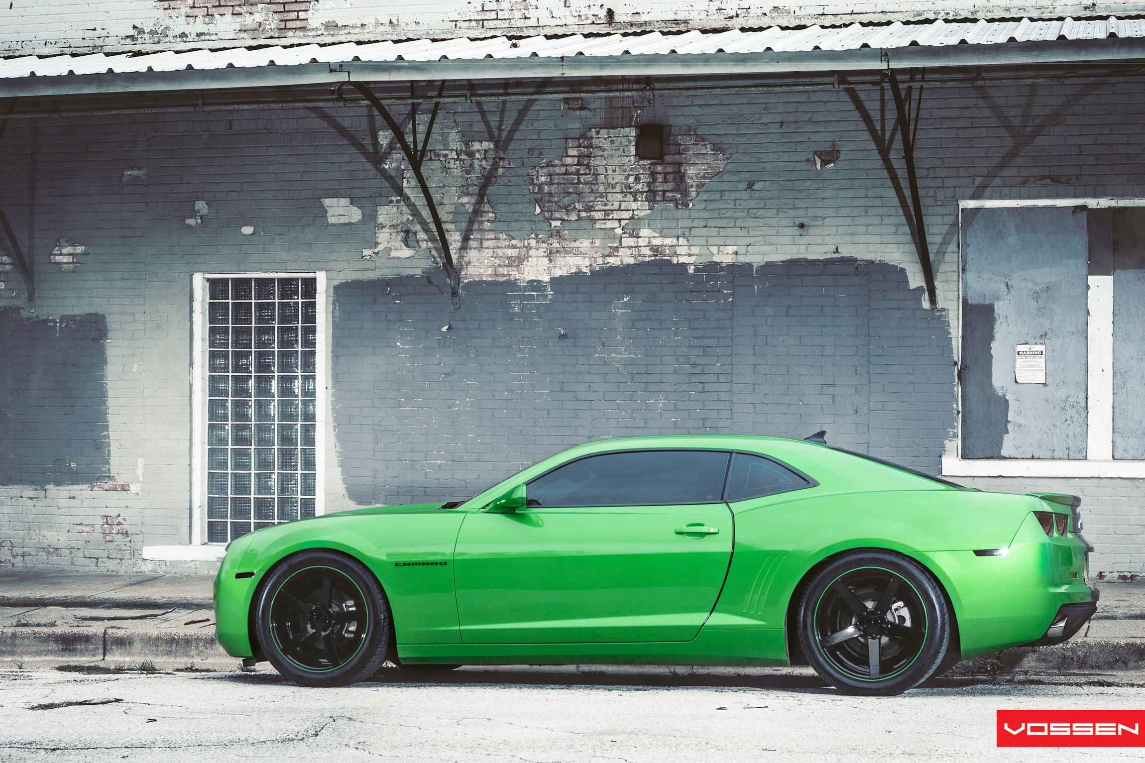 Green Chevy Camaro with Gloss Black Vossen Wheels - Photo by Vossen