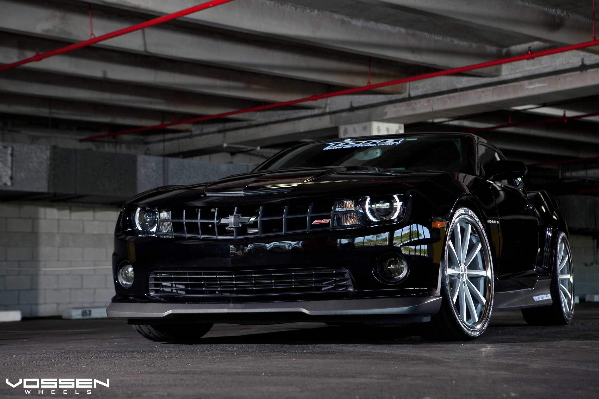 Black Chevy Camaro with Custom Body Kit - Photo by Vossen