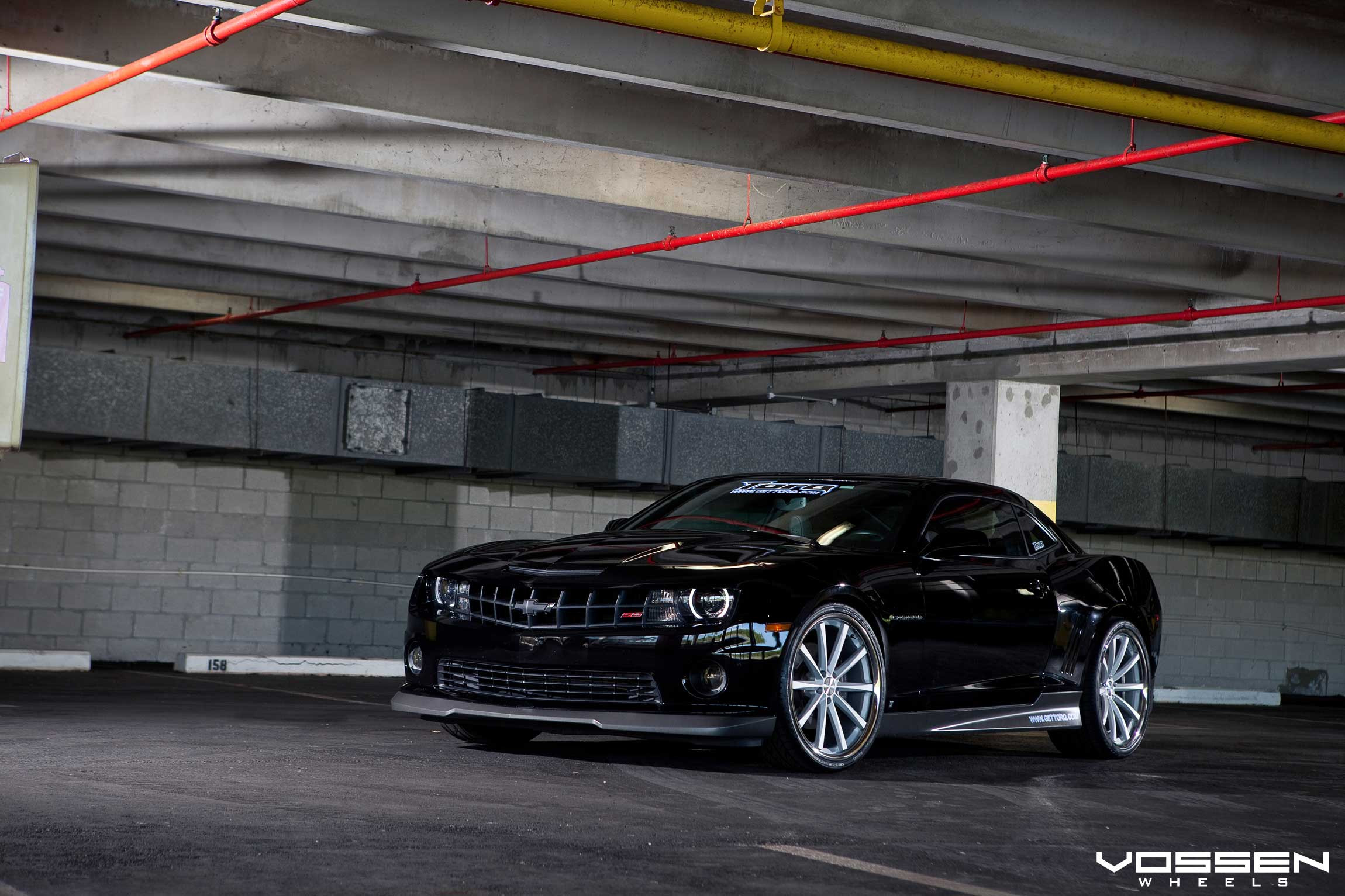 Aftermarket Headlights on Black Chevy Camaro SS - Photo by Vossen