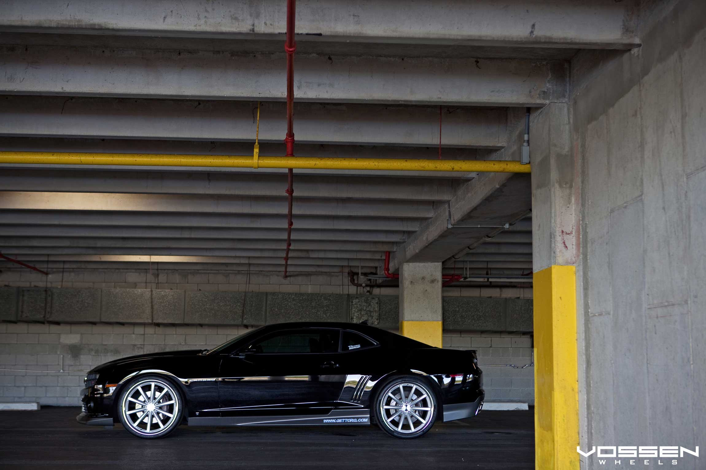 Black Chevy Camaro Side Skirts - Photo by Vossen