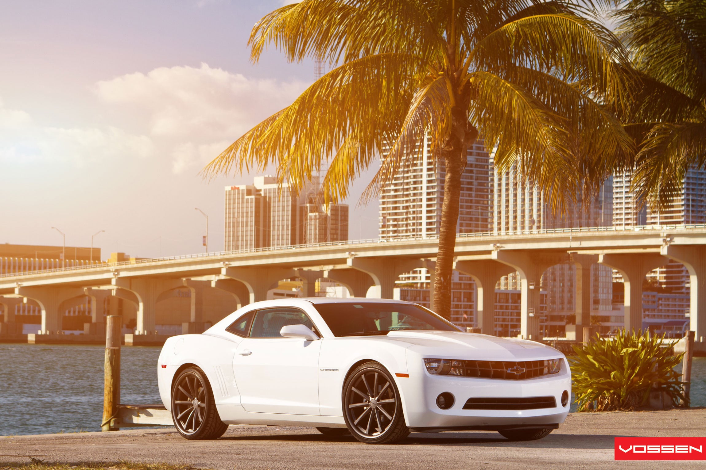 White Chevy Camaro with Blacked Out Grille - Photo by Vossen