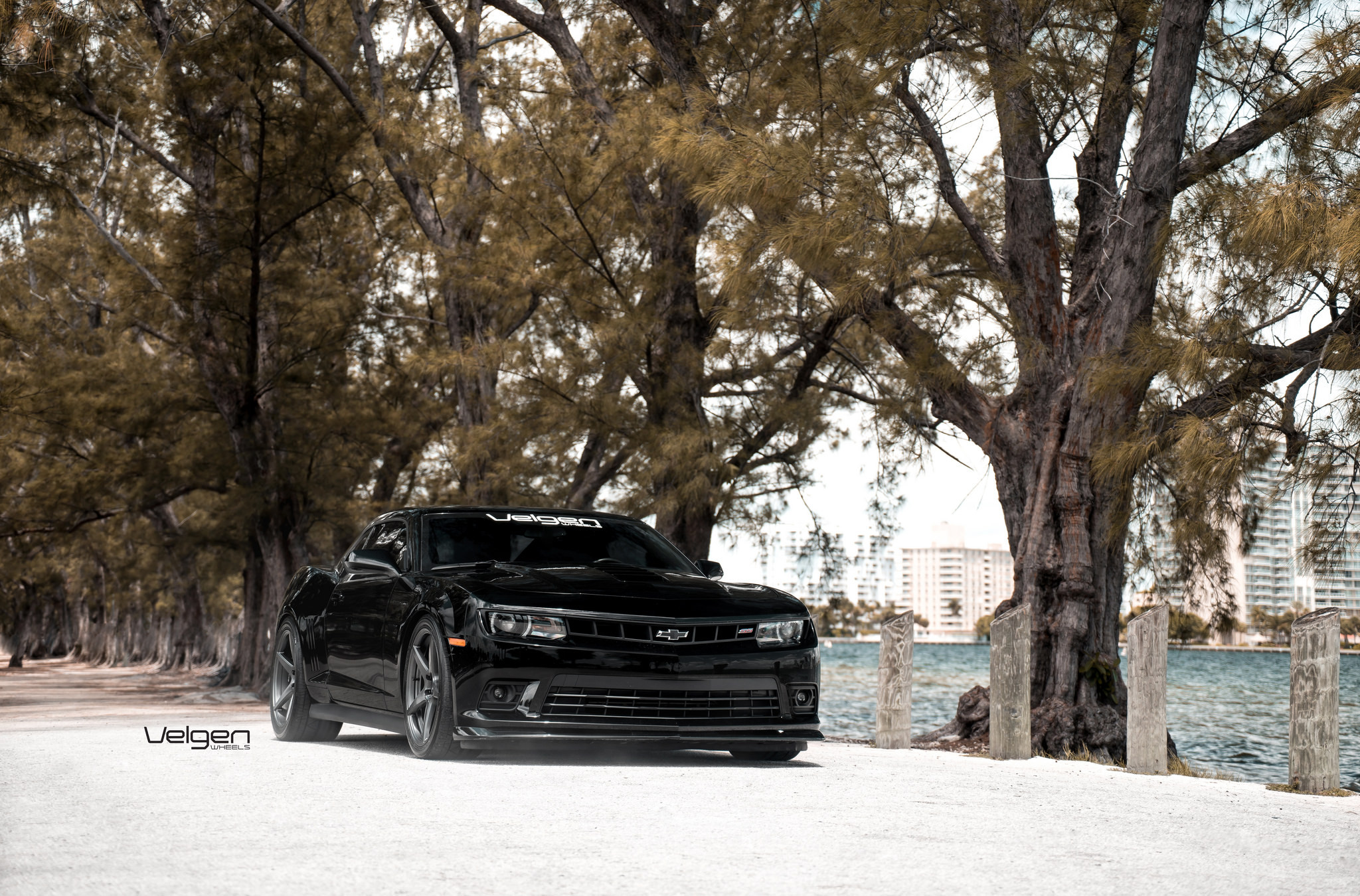 Black Chevy Camaro with Dark Smoke Velgen Rims - Photo by Velgen
