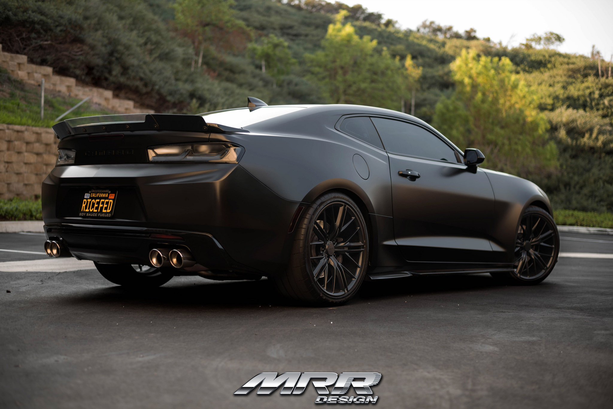 Black Chevy Camaro with Custom Rear Lip Spoiler - Photo by MRR