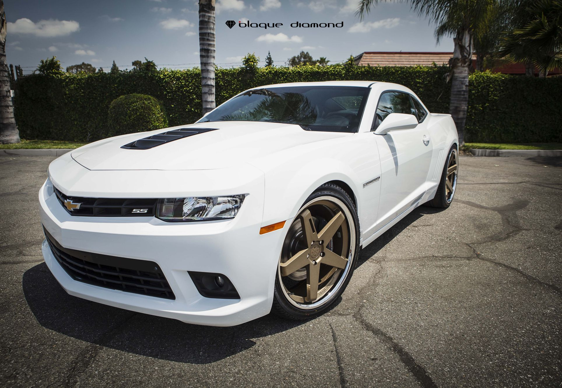 Custom Vented Hood on White Chevy Camaro SS - Photo by Blaque Diamond