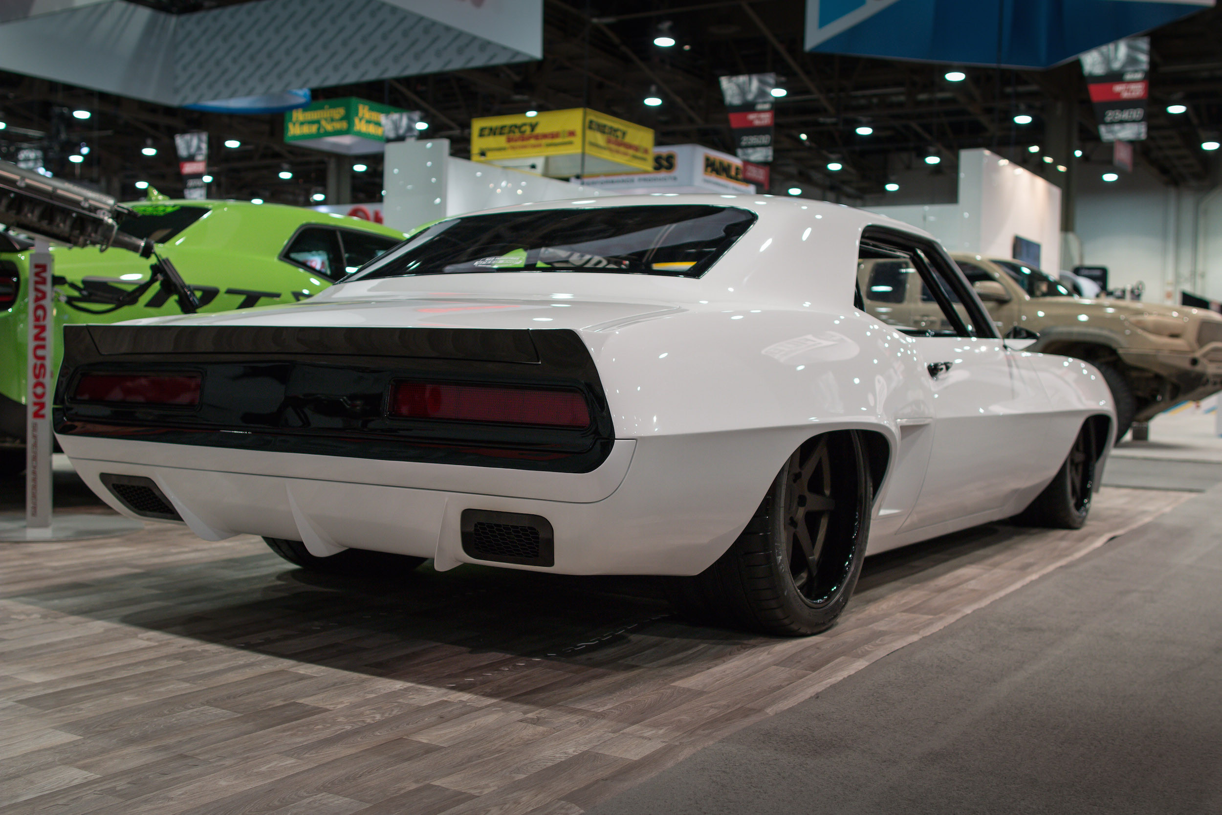 White Chevy Camaro with Aftermarket Rear Diffuser - Photo by Forgeline Motorsports