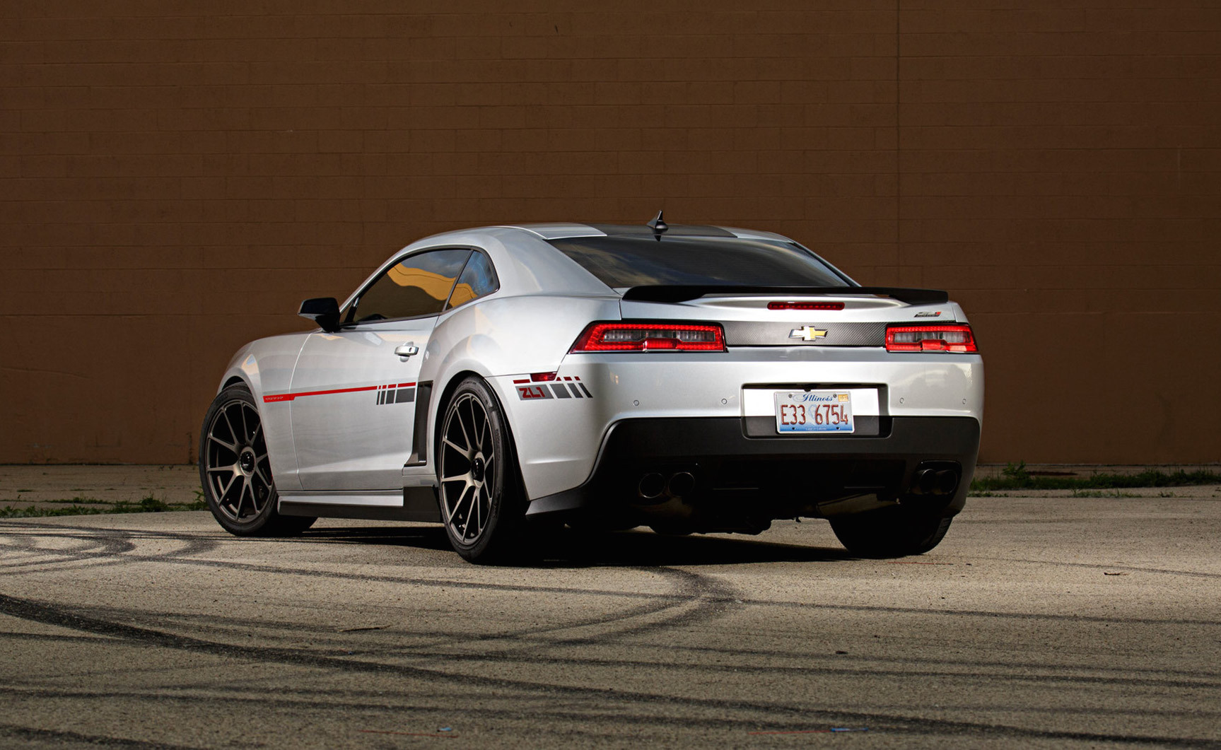 Gray Chevy Camaro ZL1 with Custom Style Rear Spoiler - Photo by Forgeline Motorsports