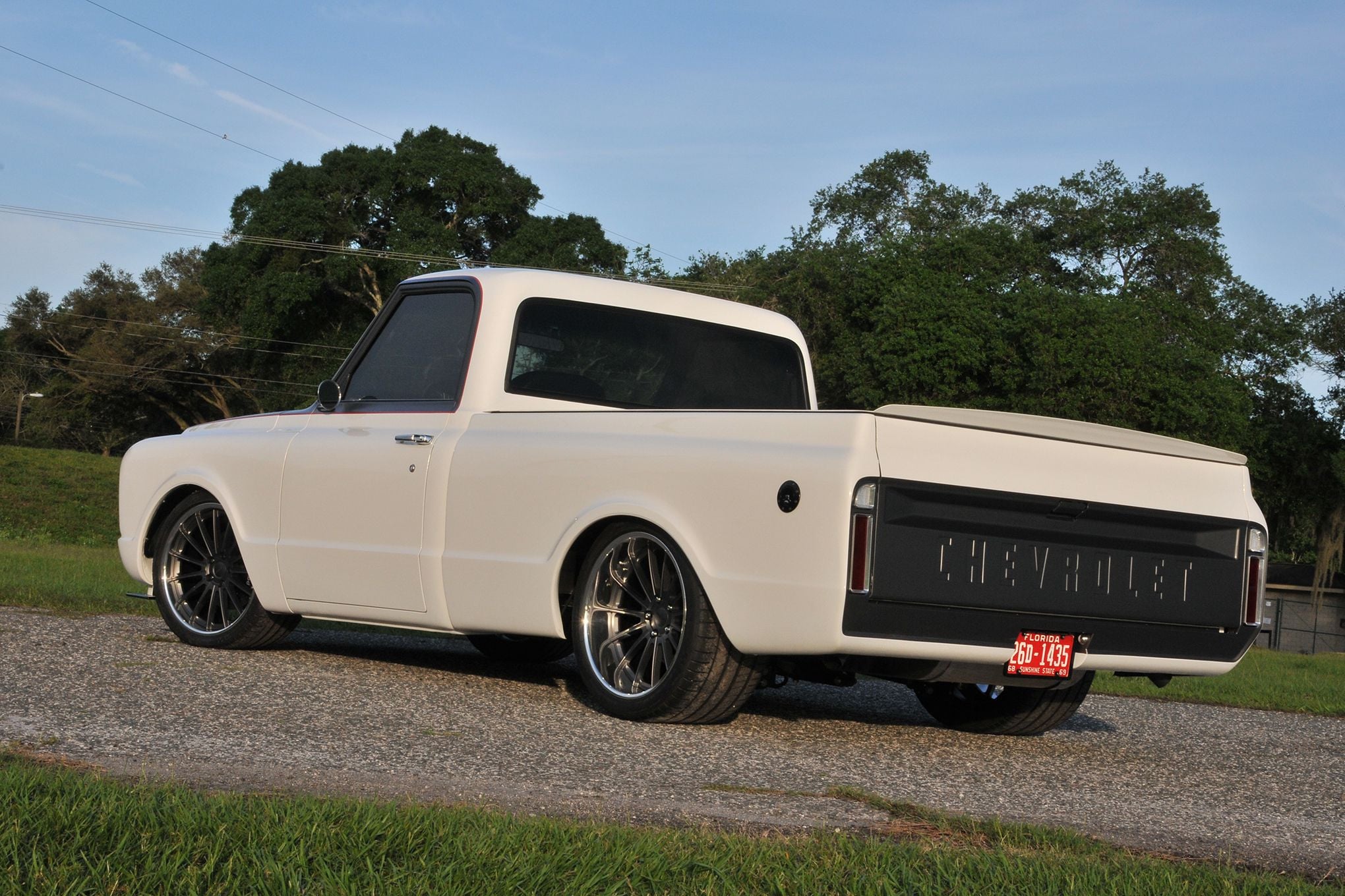 White Chevy CK with Aftermarket Rear Bumper - Photo by Forgeline Motorsports