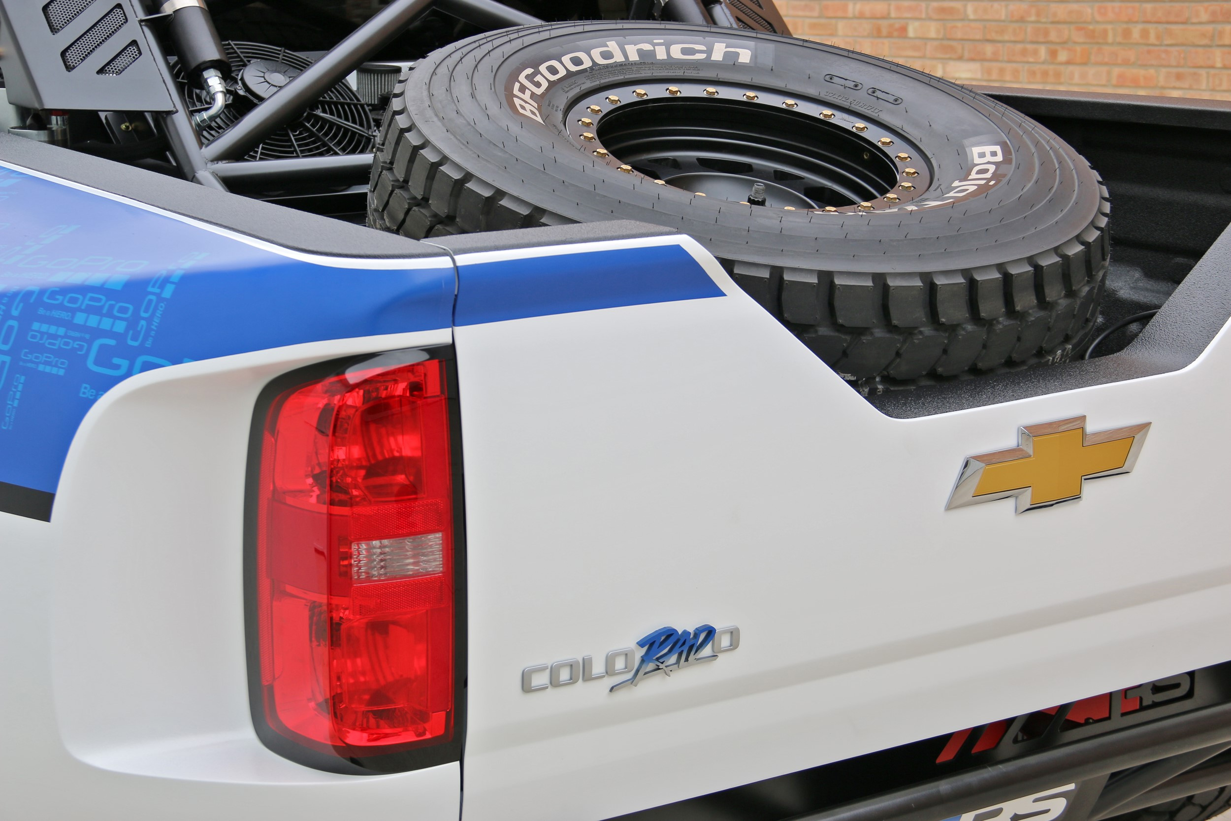 Trunk Air Conditioning System in White Lifted Chevy Colorado - Photo by Roadster Shop