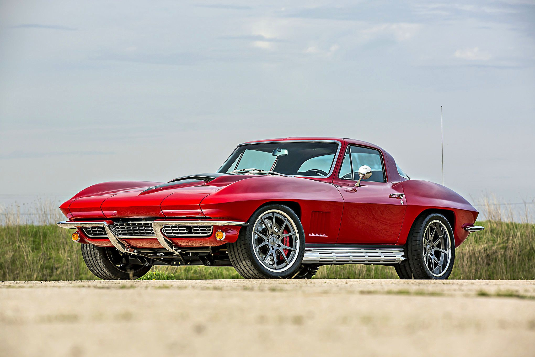 Custom Chrome Trim on Red Chevy Corvette - Photo by Forgeline Motorsports