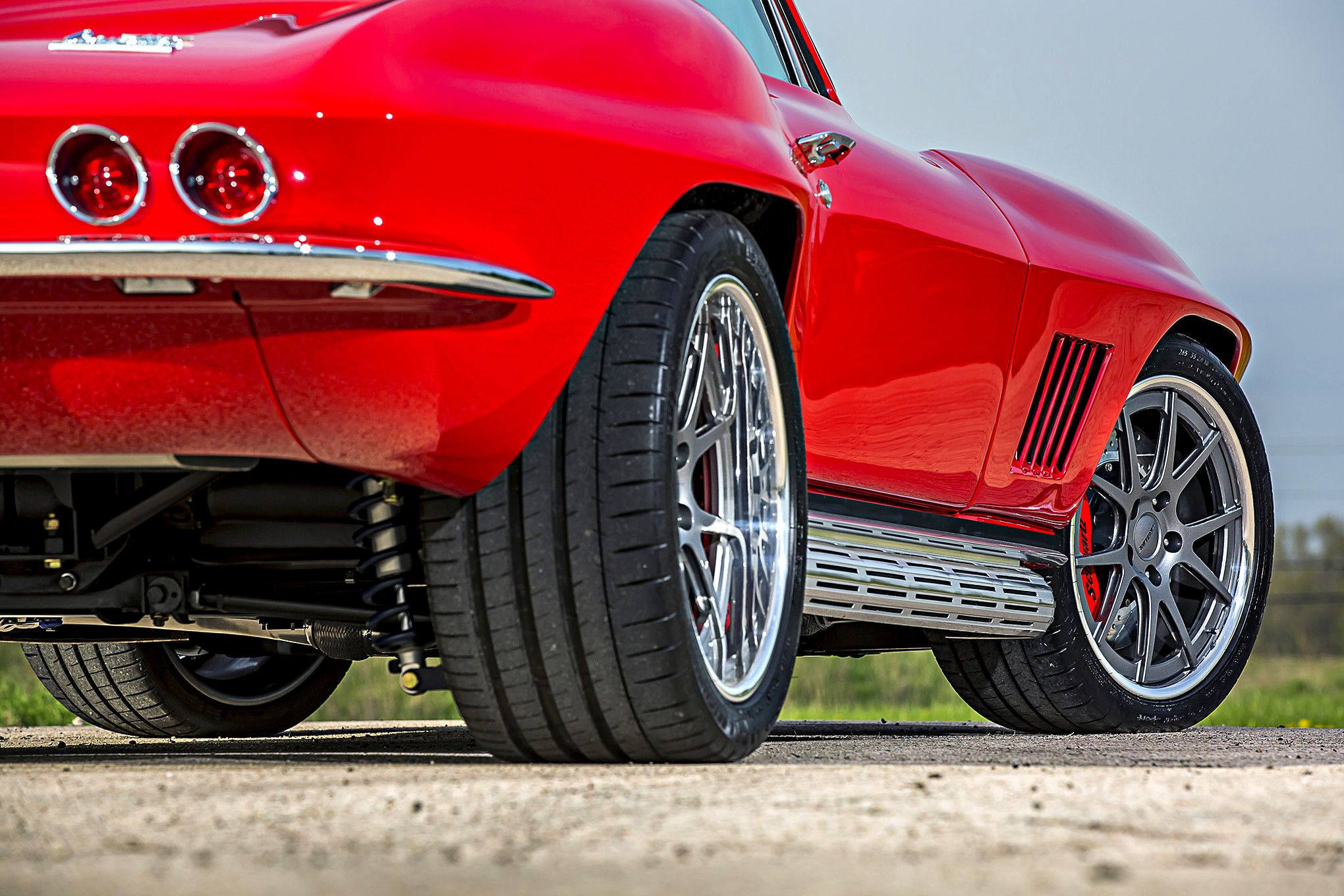 Custom Suspension Kit on Red Chevy Corvette - Photo by Forgeline Motorsports