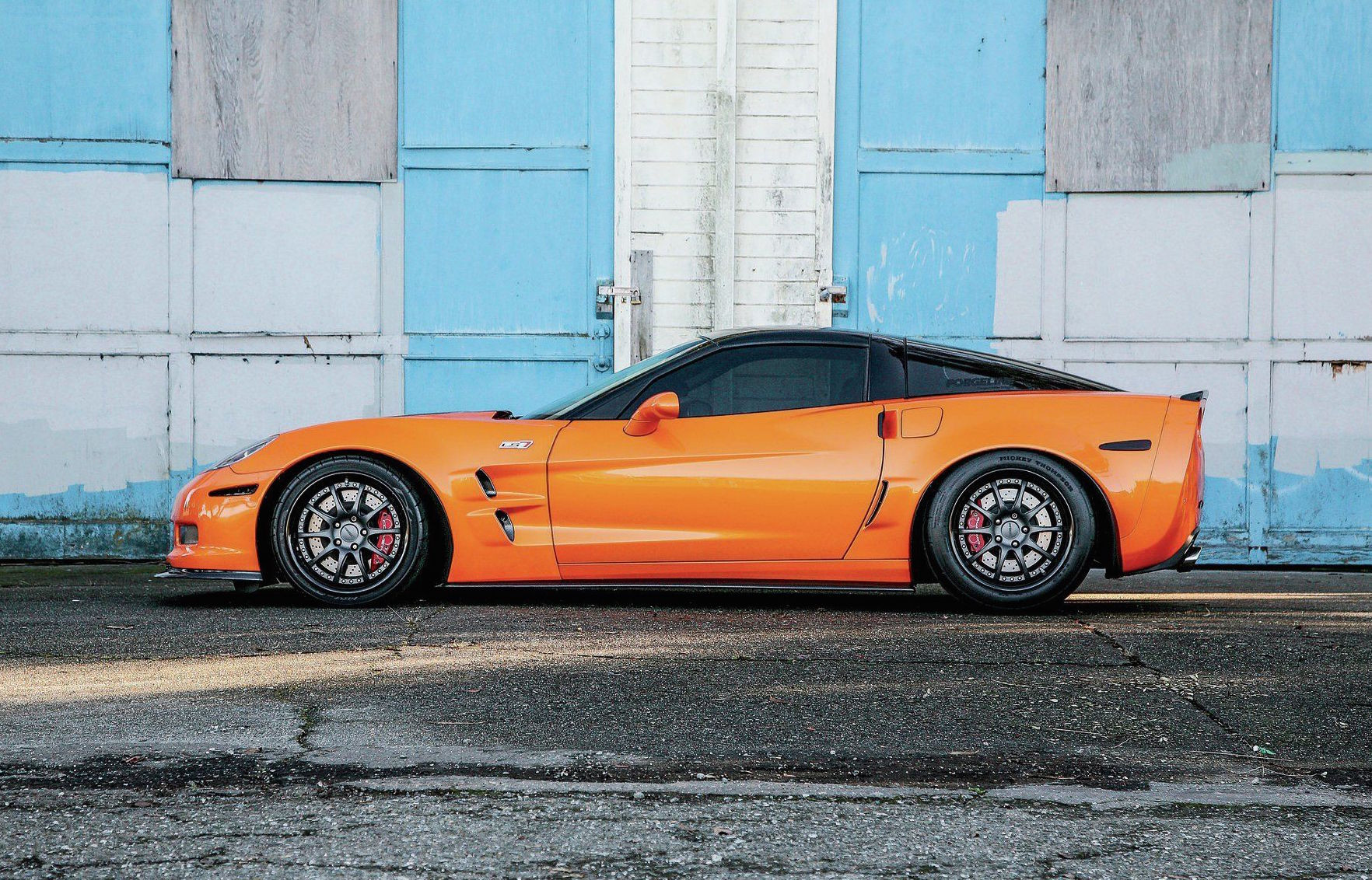 Mickey Thompson Tires on Orange Chevy Corvette - Photo by Forgeline Motorsports