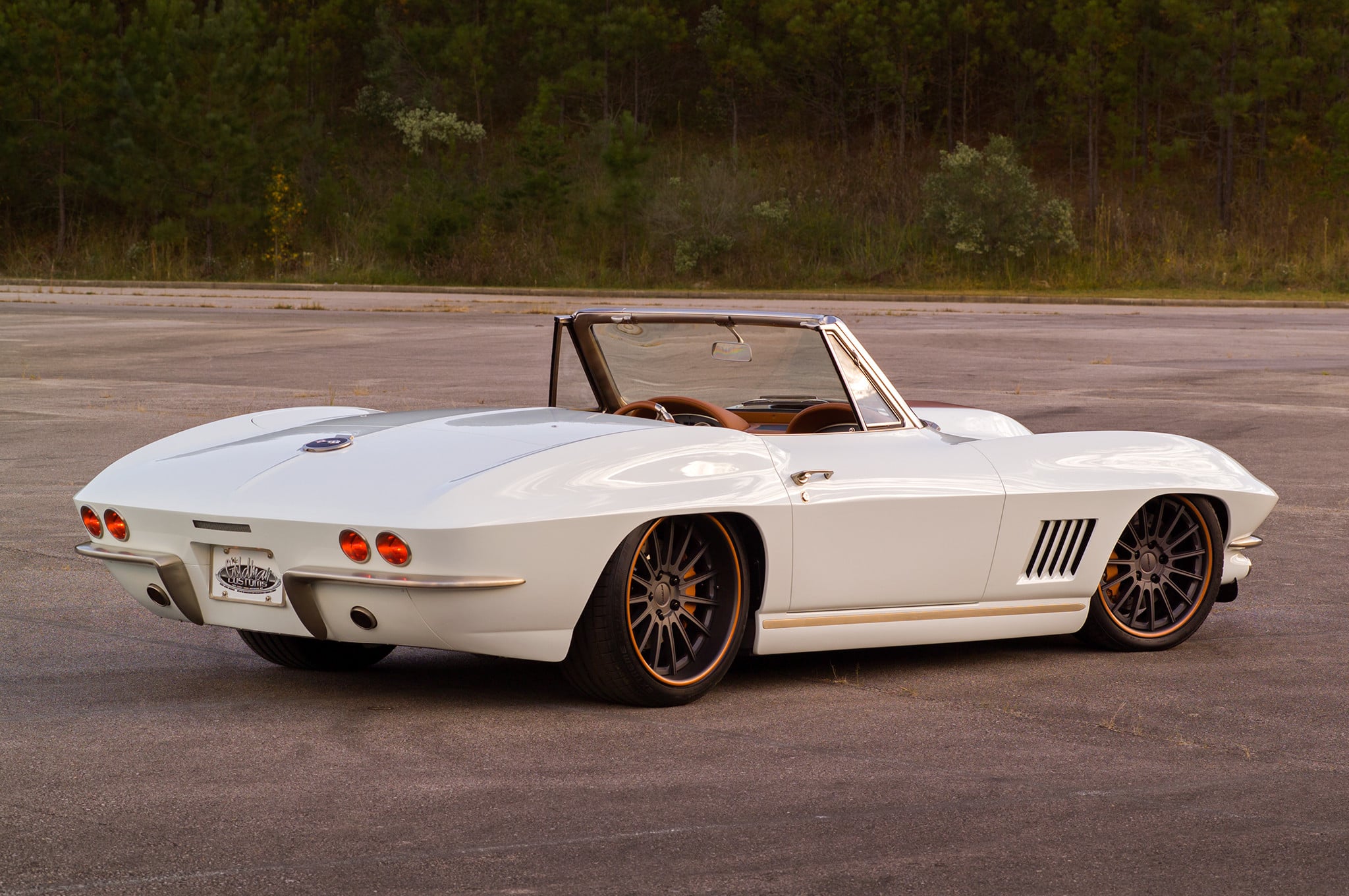 White Convertible Chevy Corvette with Custom Rear Bumper Cover - Photo by Forgeline Motorsports