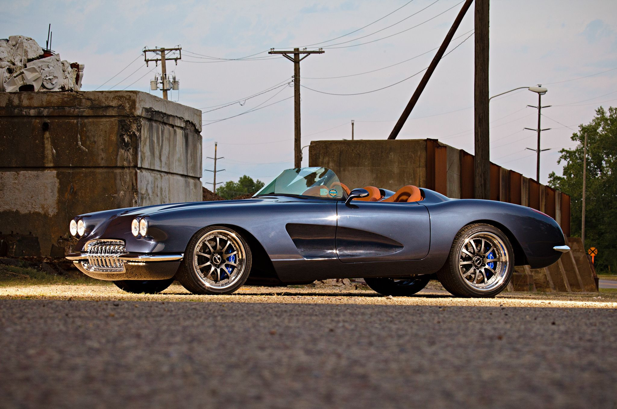 Gunmetal Forgeline Wheels on Black Convertible Chevy Corvette - Photo by Forgeline Motorsports