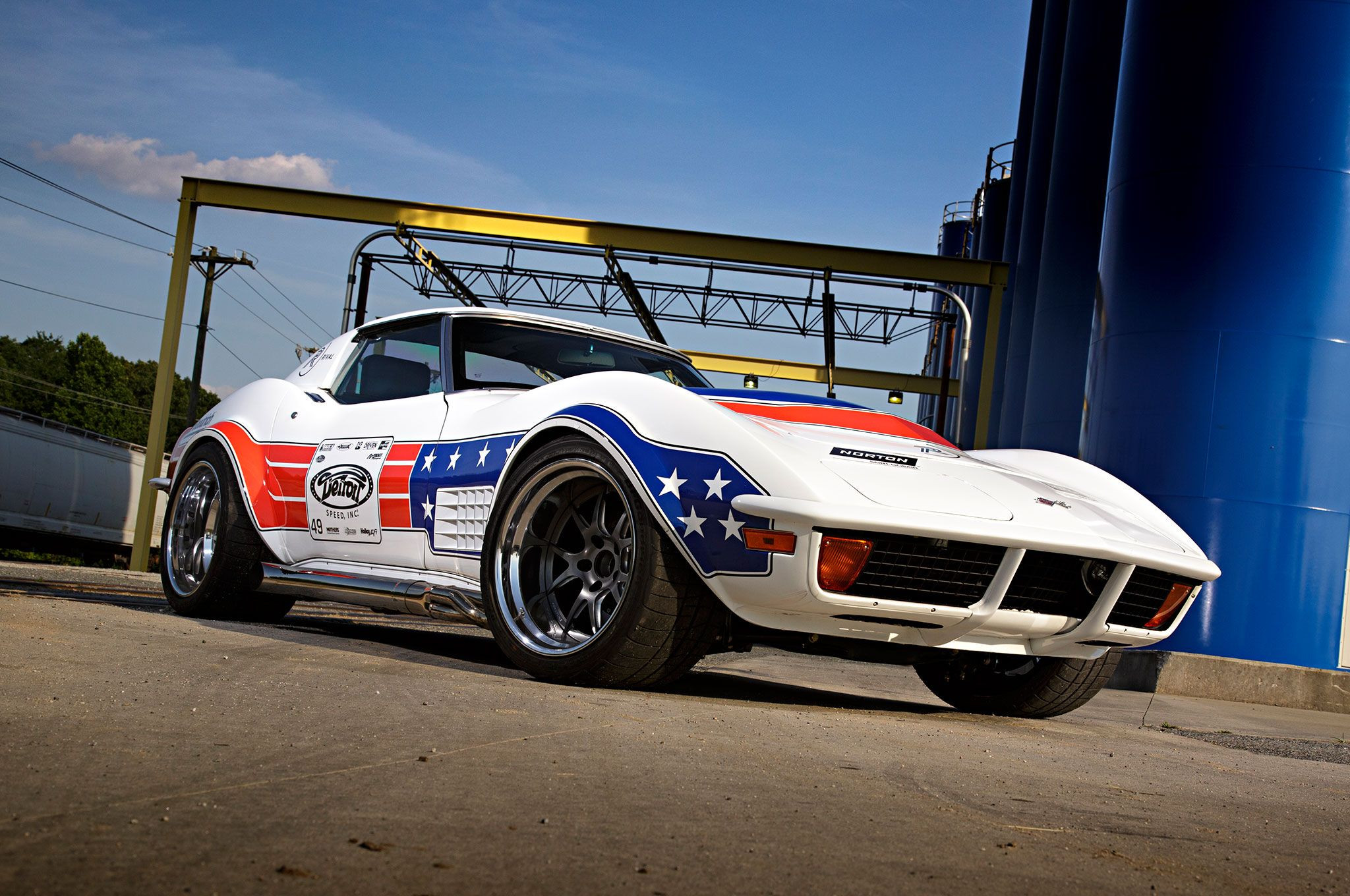 White Chevy Corvette with Custom Front Bumper - Photo by Forgeline Motorsports