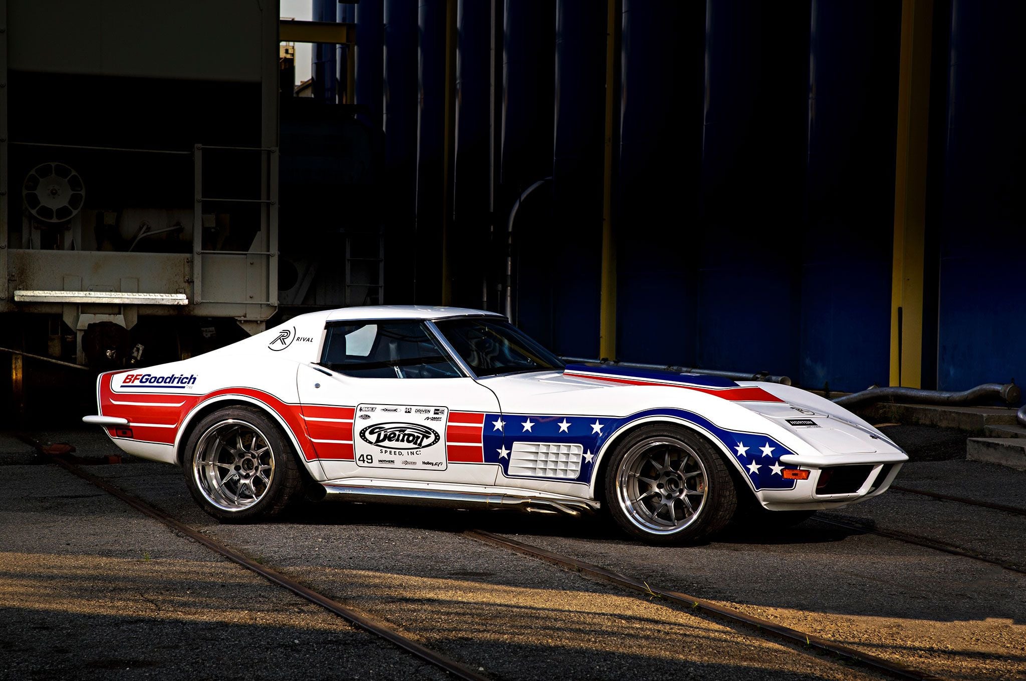 Aftermarket Exhaust System on White Coloured Chevy Corvette - Photo by Forgeline Motorsports
