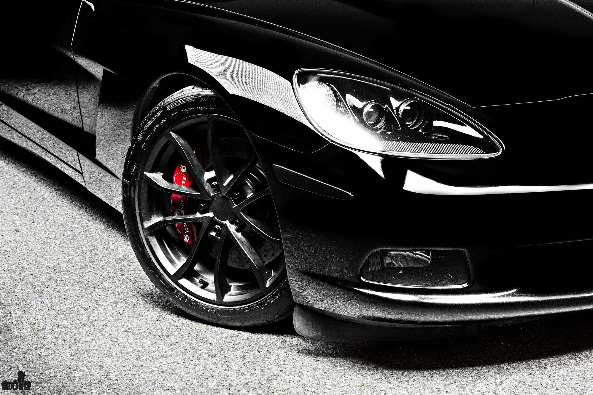 Front Bumper with Fog Lights on Black Chevy Corvette - Photo by dan kinzie