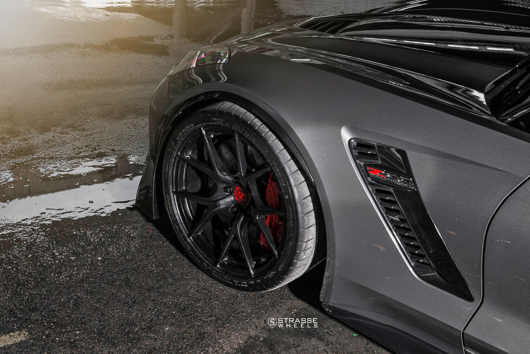 Gray Chevy Corvette Z06 with Carbon Fiber Side Vents - Photo by Strasse Wheels
