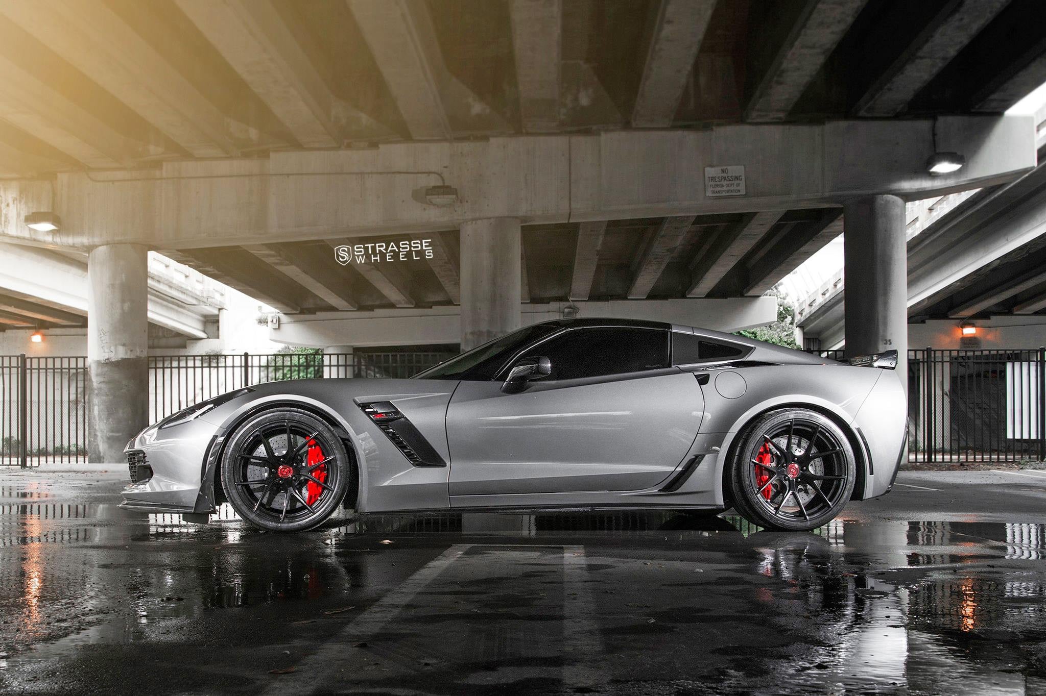 Gray Chevy Corvette with Aftermarket Side Vents - Photo by Strasse Wheels