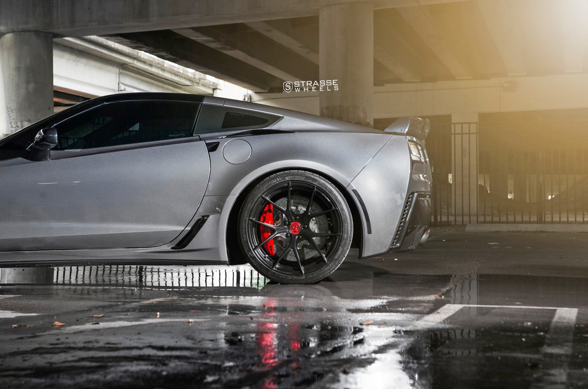 Gray Chevy Corvette with Custom Strasse Rims - Photo by Strasse Wheels