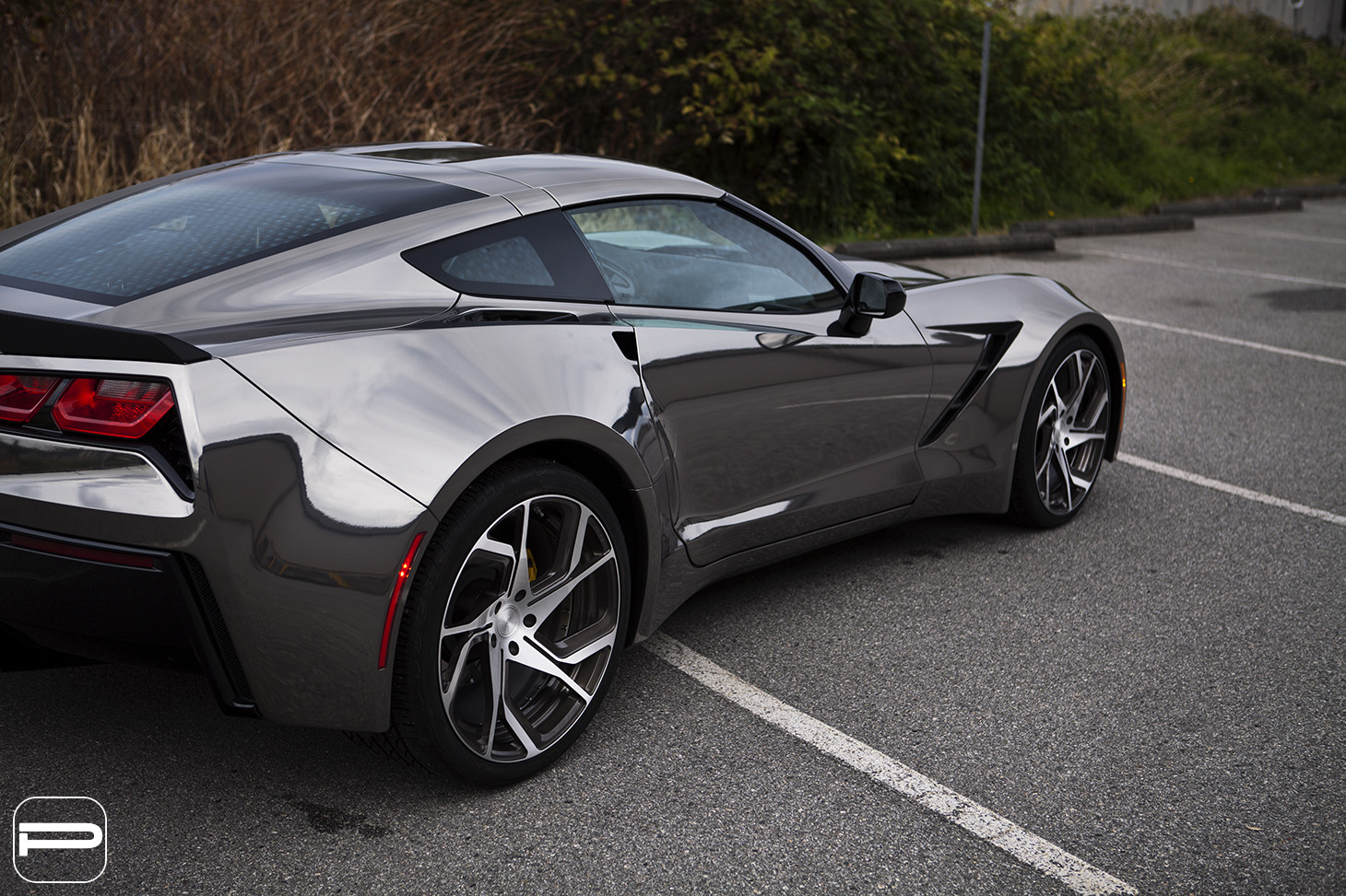 Gray Chevy Corvette with Custom Silver PUR Wheels - Photo by PUR Wheels