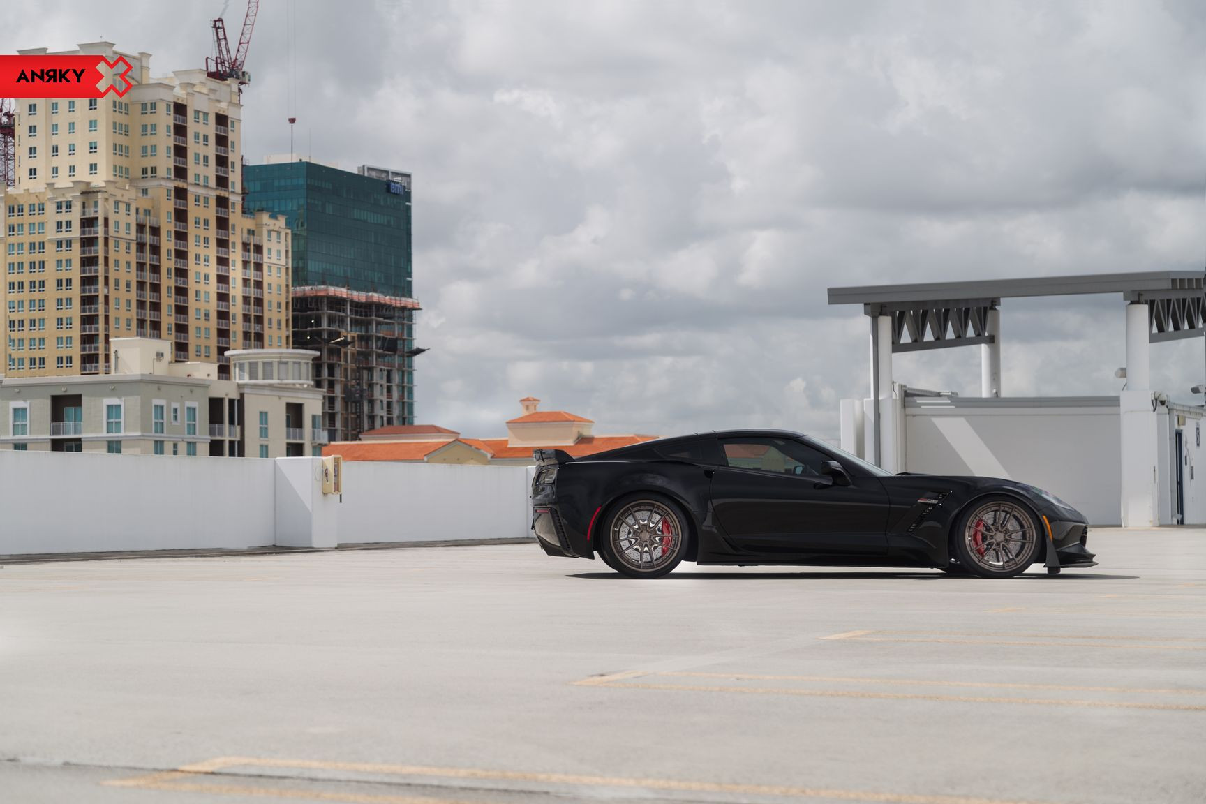 Custom Black Chevy Corvette Side Skirts - Photo by Anrky Wheels