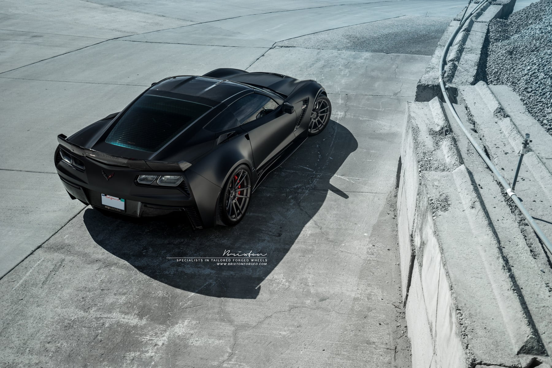 Black Chevy Corvette with Custom Style Rear Spoiler - Photo by Brixton Forged Wheels
