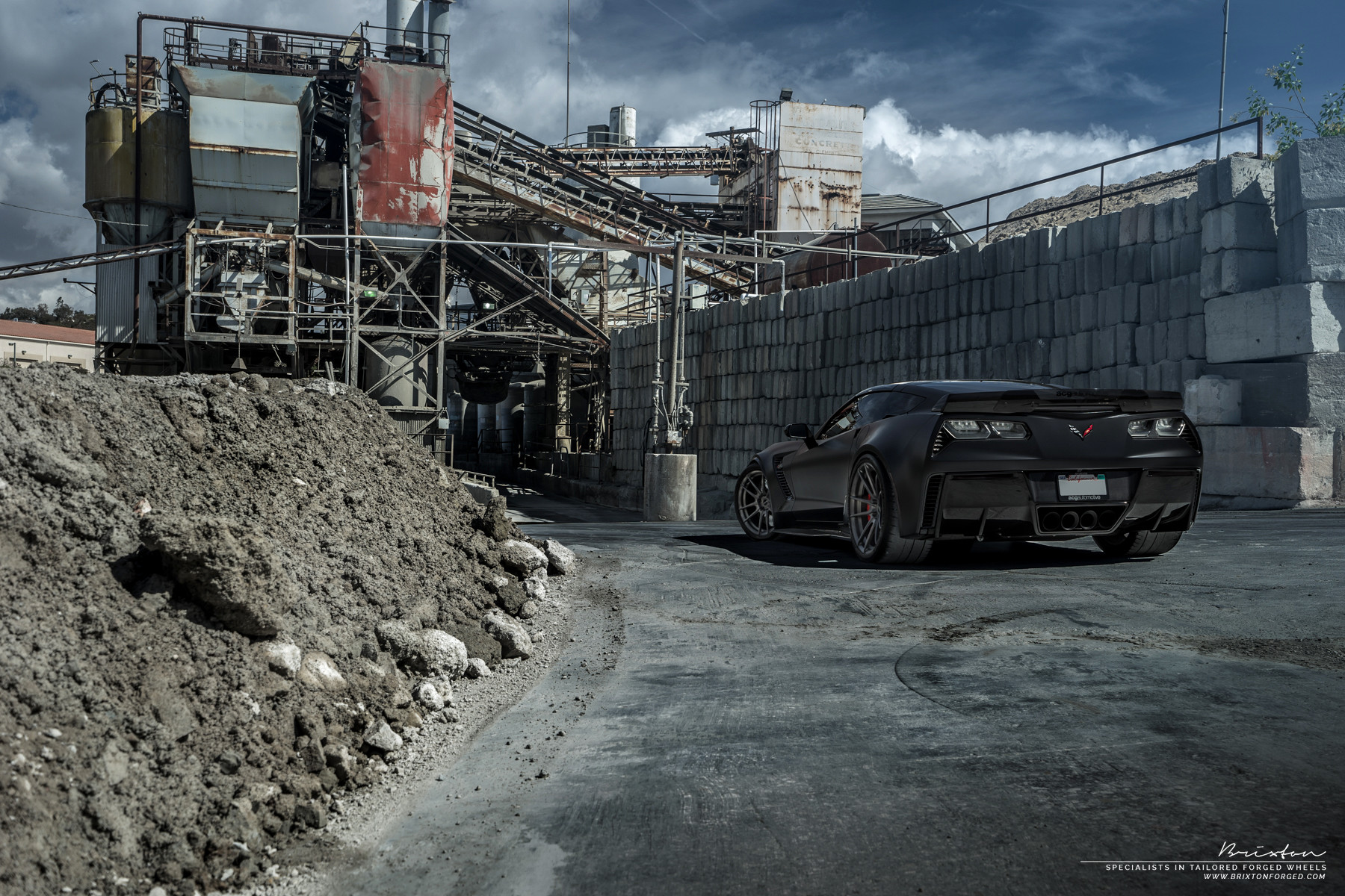 Black Chevy Corvette with Aftermarket Rear Diffuser - Photo by Brixton Forged Wheels