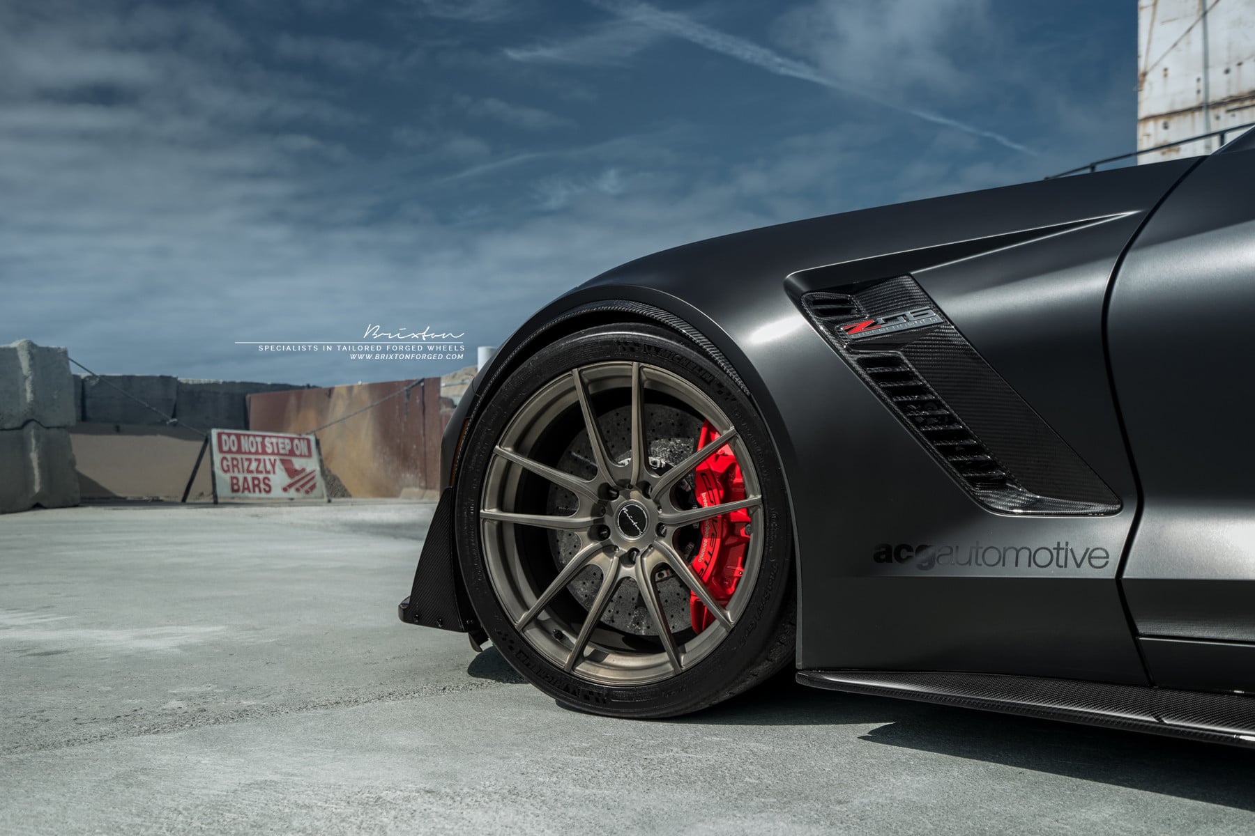 Carbon Fiber Side Skirts on Black Chevy Corvette Z06 - Photo by Brixton Forged Wheels
