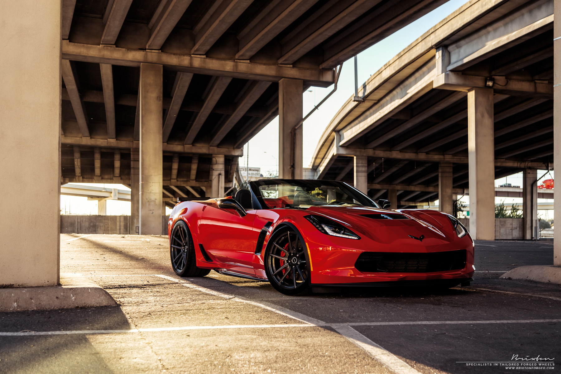 Custom Red Convertible Chevy Corvette with Brixton Forged Rims - Photo by Brixton Forged Wheels