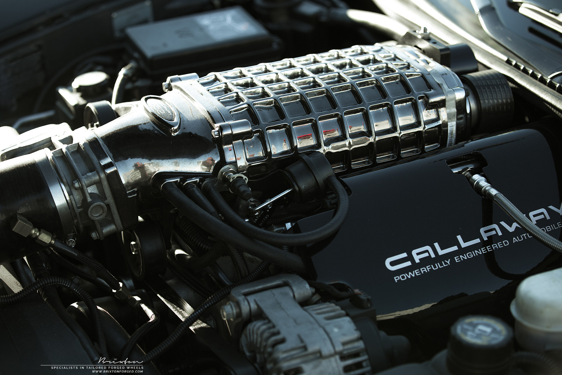 Callaway Supercharger in Black Chevy Corvette Z06 - Photo by Brixton Forged Wheels