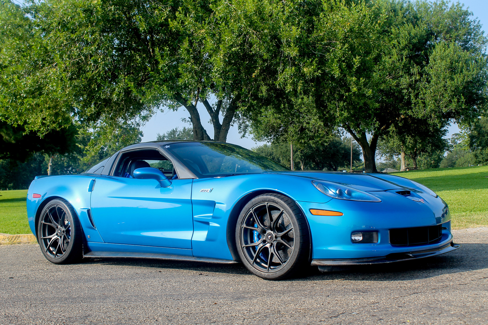 Custom Blue Chevy Corvette ZR1 Side Skirts - Photo by VIBE Motorsports
