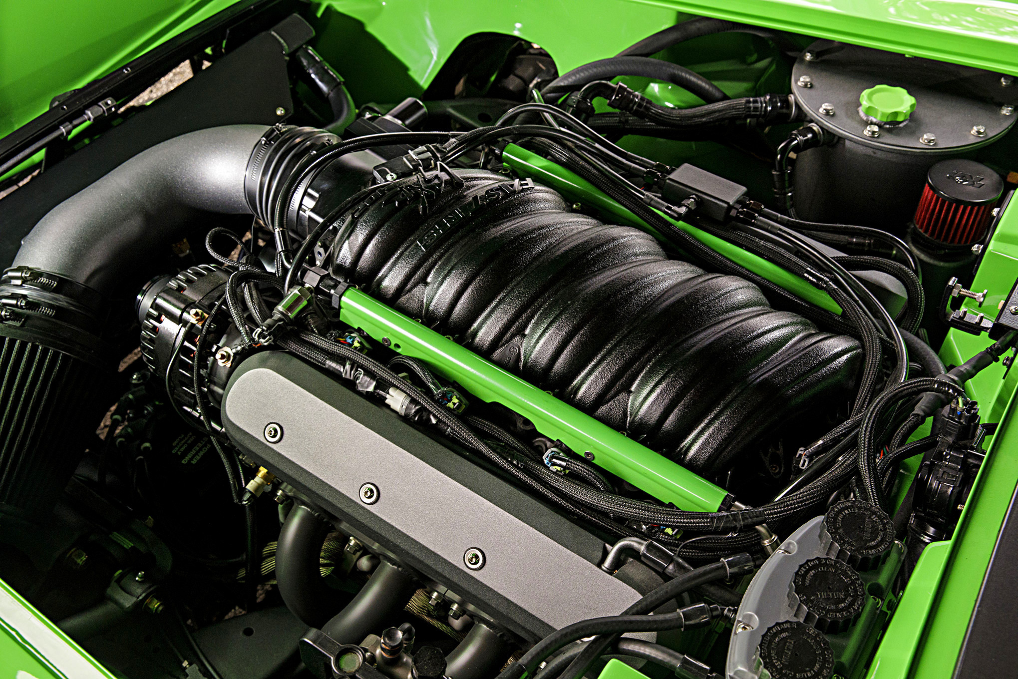 Green Debadged Chevy Corvette with Custom Engine - Photo by Robert McGaffin