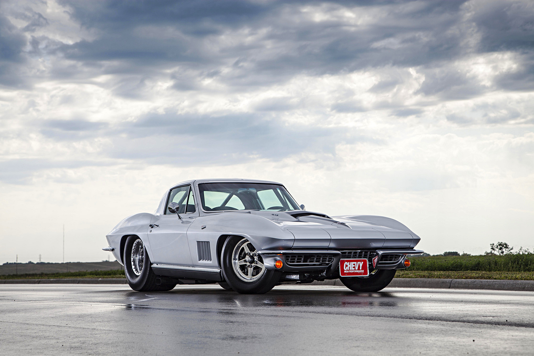 Chrome Front Bumper Cover on Gray Chevy Corvette - Photo by Jason Lubken