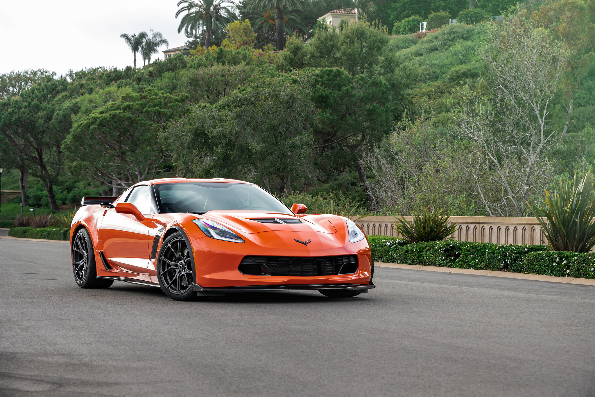 Aftermarket LED Headlights on Orange Chevy Corvette Z06 - Photo by Vorsteiner