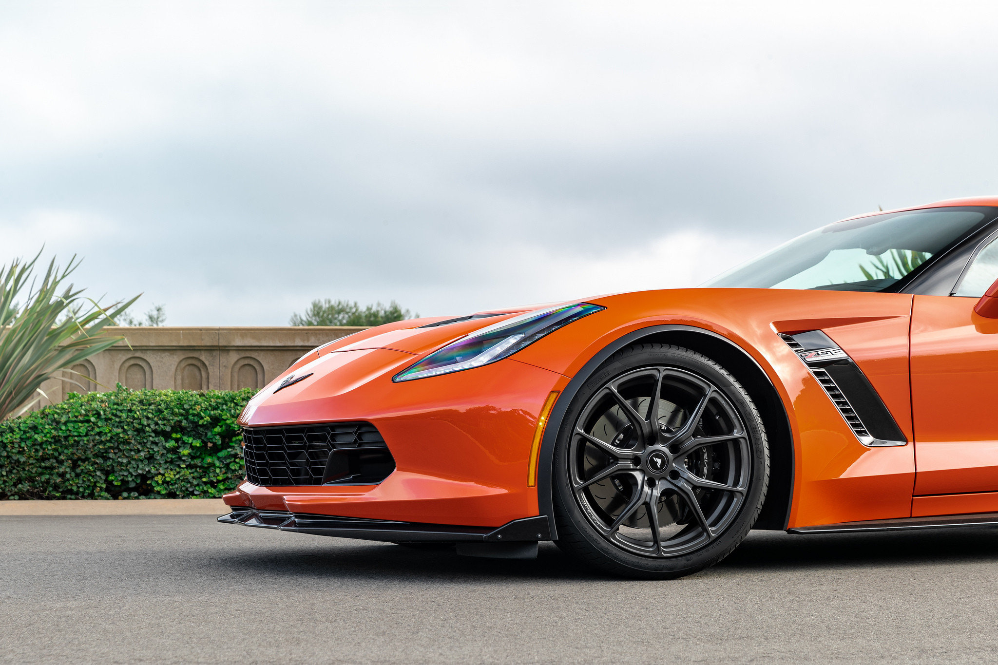 Aftermarket Front Bumper Lip on Orange Chevy Corvette - Photo by Vorsteiner