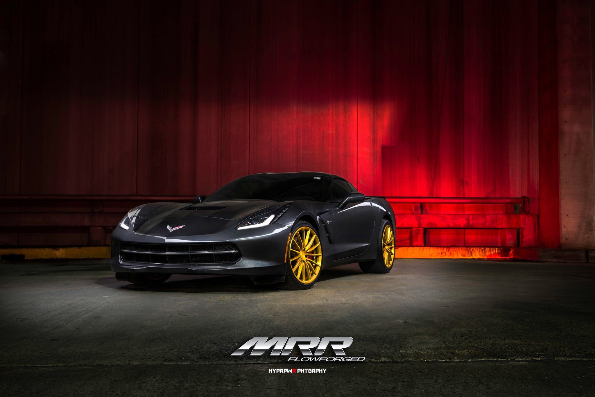Chevy Corvette on Gold Custom Wheels - Photo by MRR