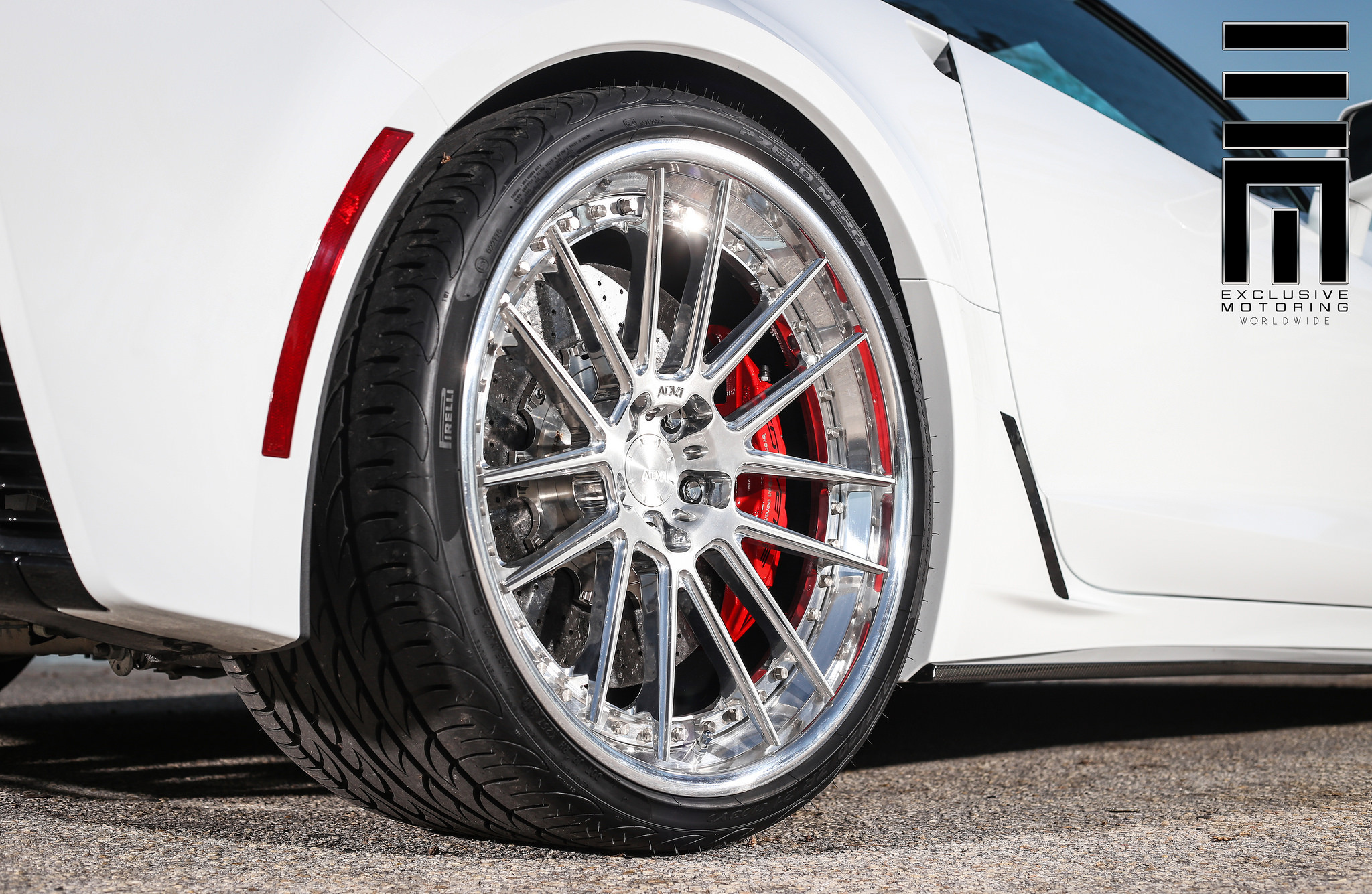 Chrome ADV.1 Wheels wrapped in Pirelli Tires on Corvette Stingray - Photo by Exclusive Motoring