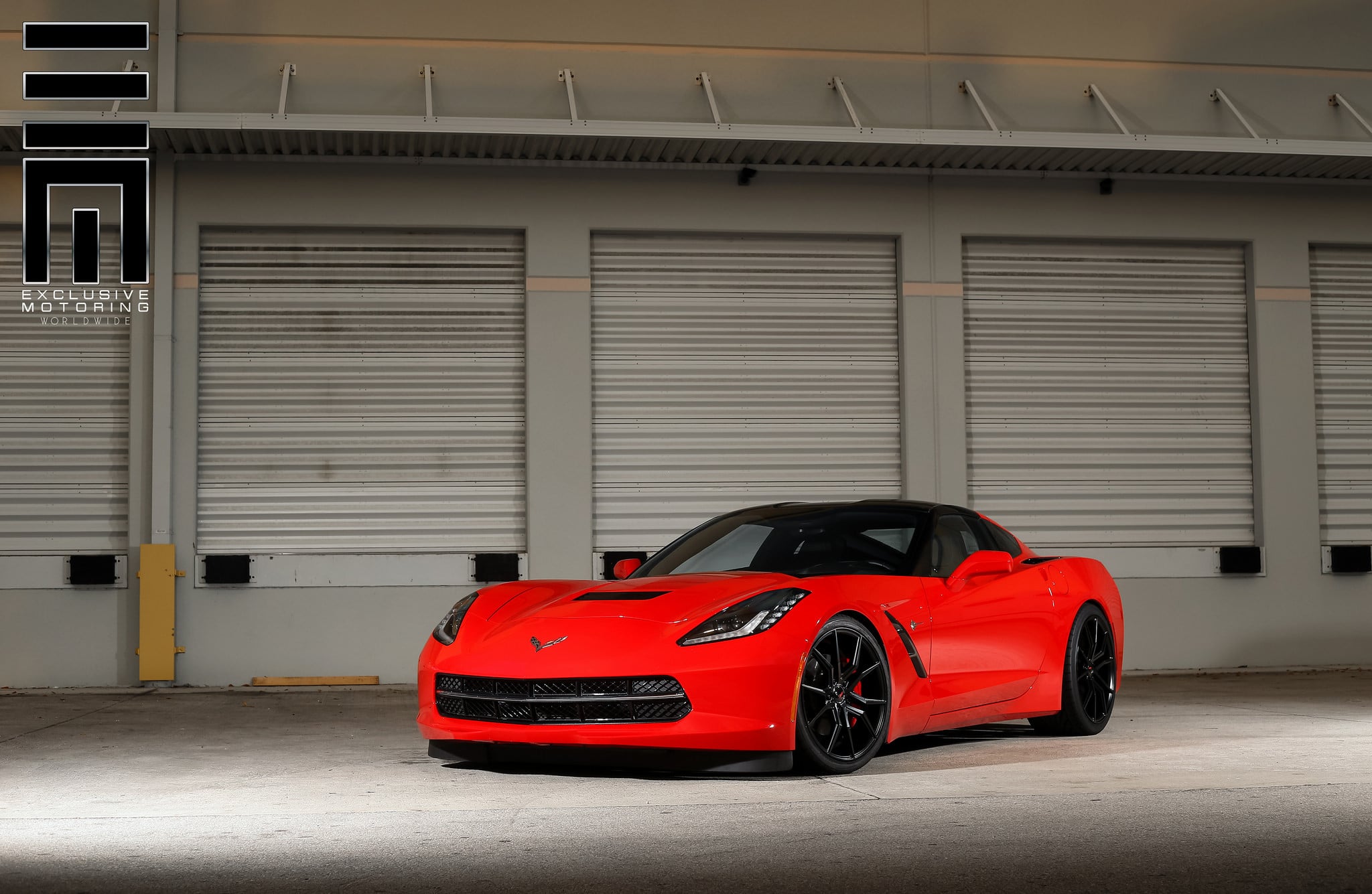 Red Covette C7 On Black Custom Wheels - Photo by Exclusive Motoring