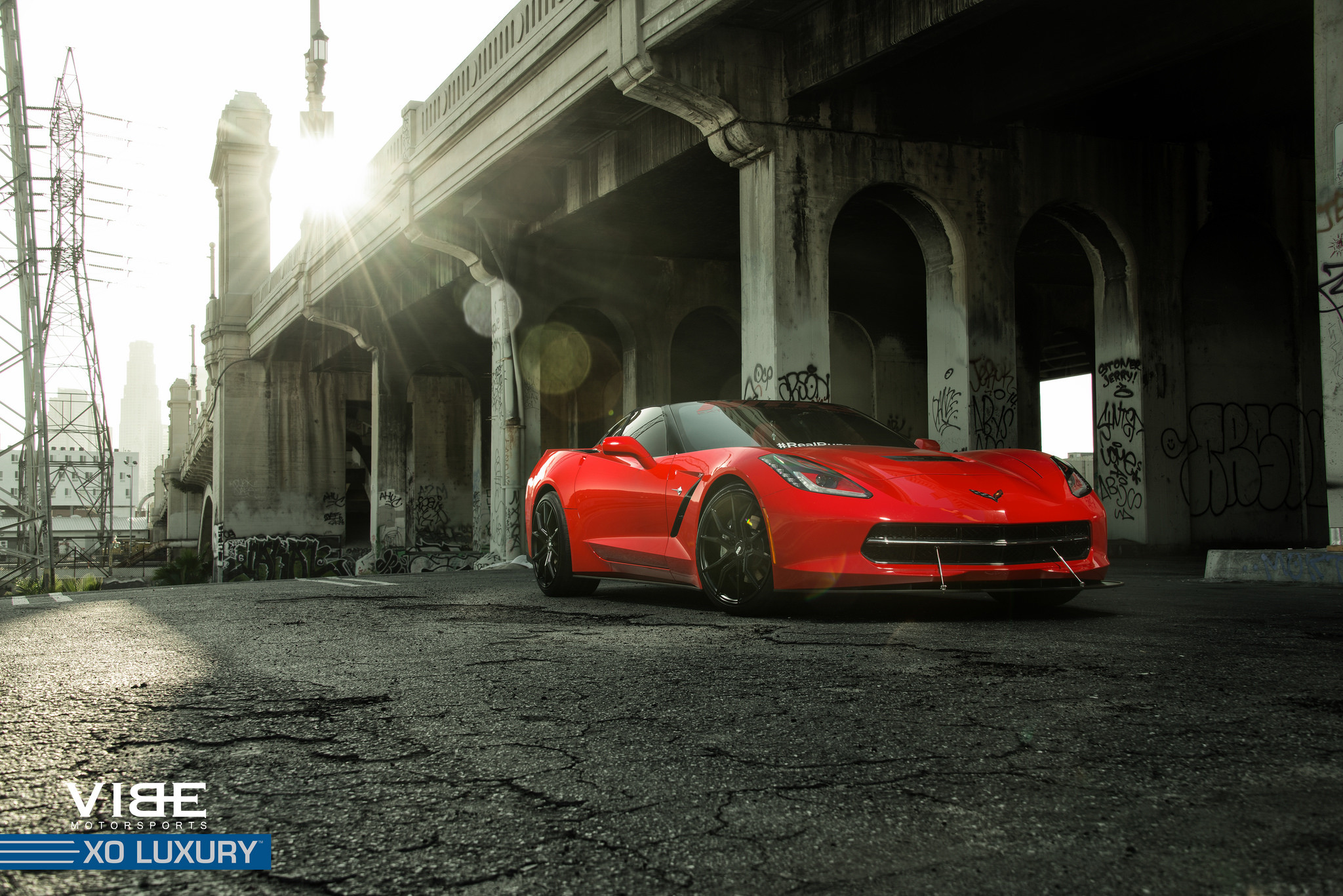 Bright Red Chevy Corvette C7 on XO Luxury Wheels - Photo by XO Luxury