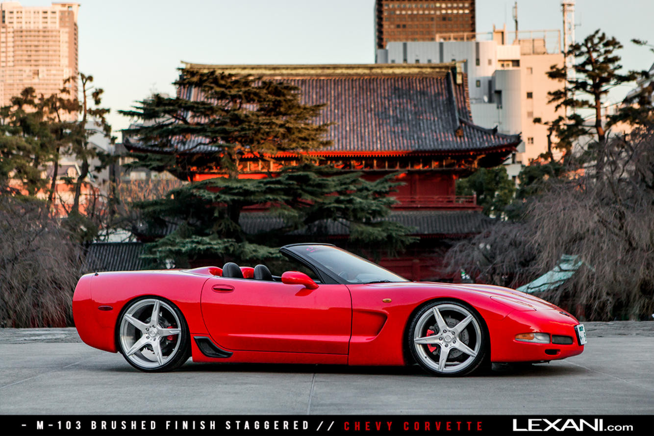 Brushed Lexani Rims on Red Chevy Corvette - Photo by Lexani