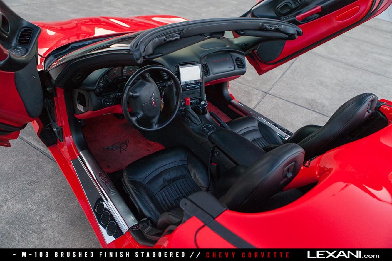 Aftermarket Vertical Doors on Red Chevy Corvette - Photo by Lexani